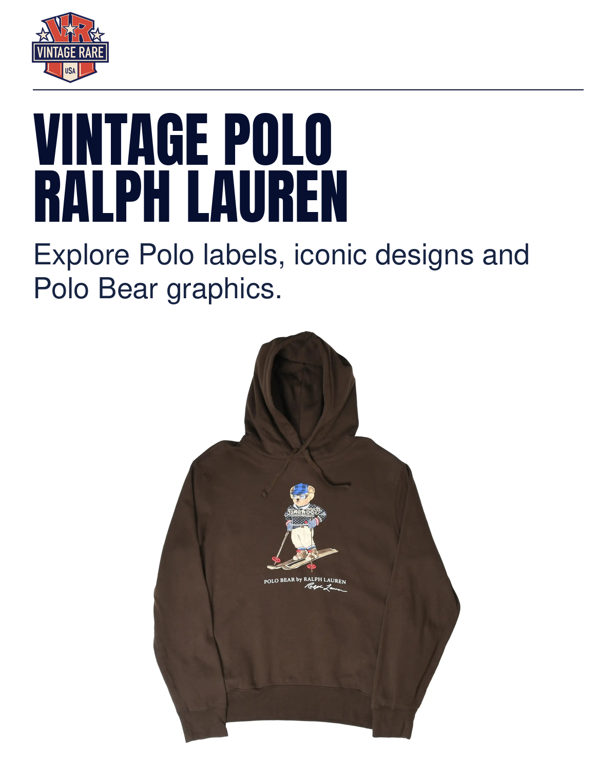 VINTAGE POLO RALPH LAUREN — Polo Ralph Lauren Polo Bear ski hoodie. Vintage Rare USA guide.