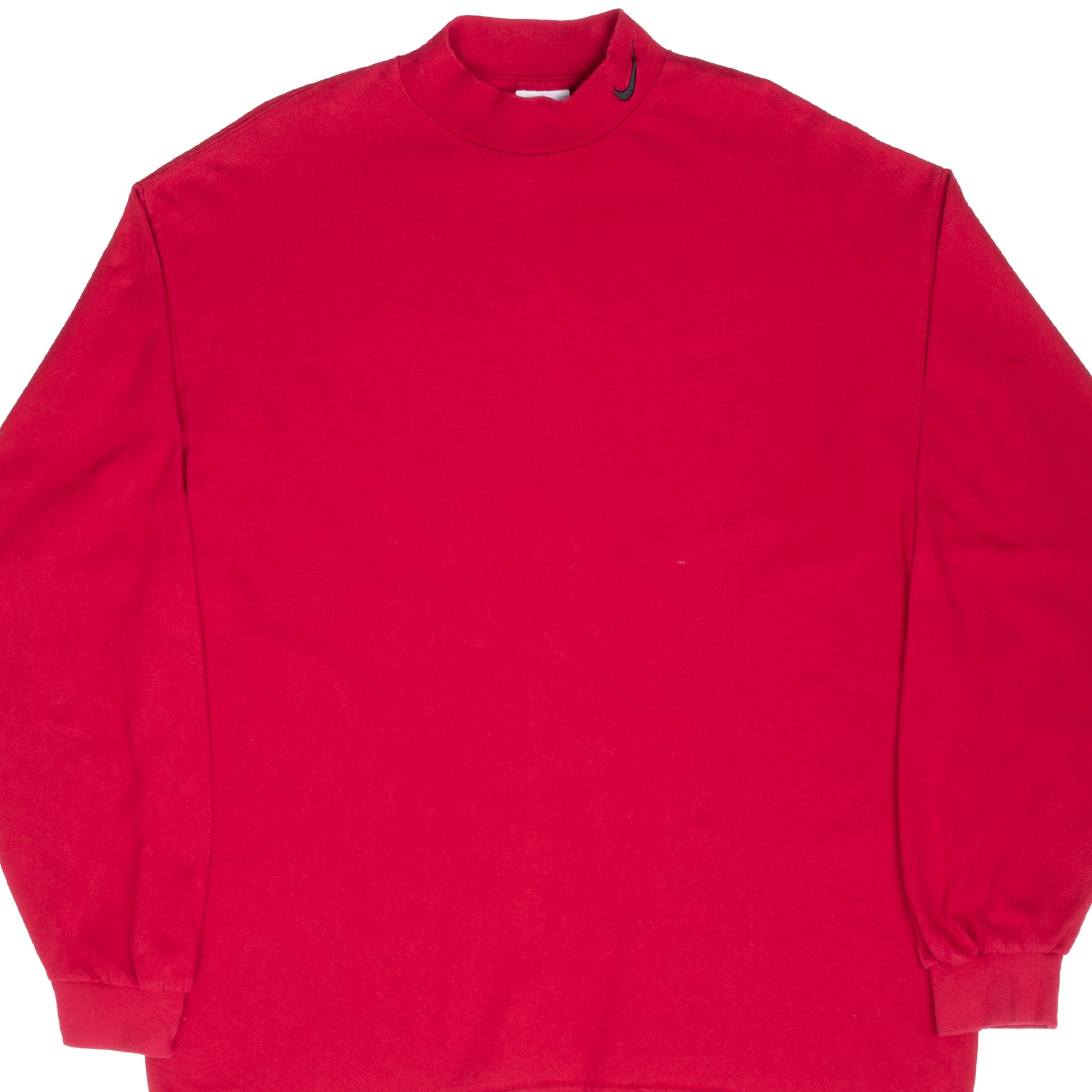 Vintage Nike Red Long Sleeve Turtle Neck Heavy Weight Tee Shirt 1990S Size Xl Made In USA