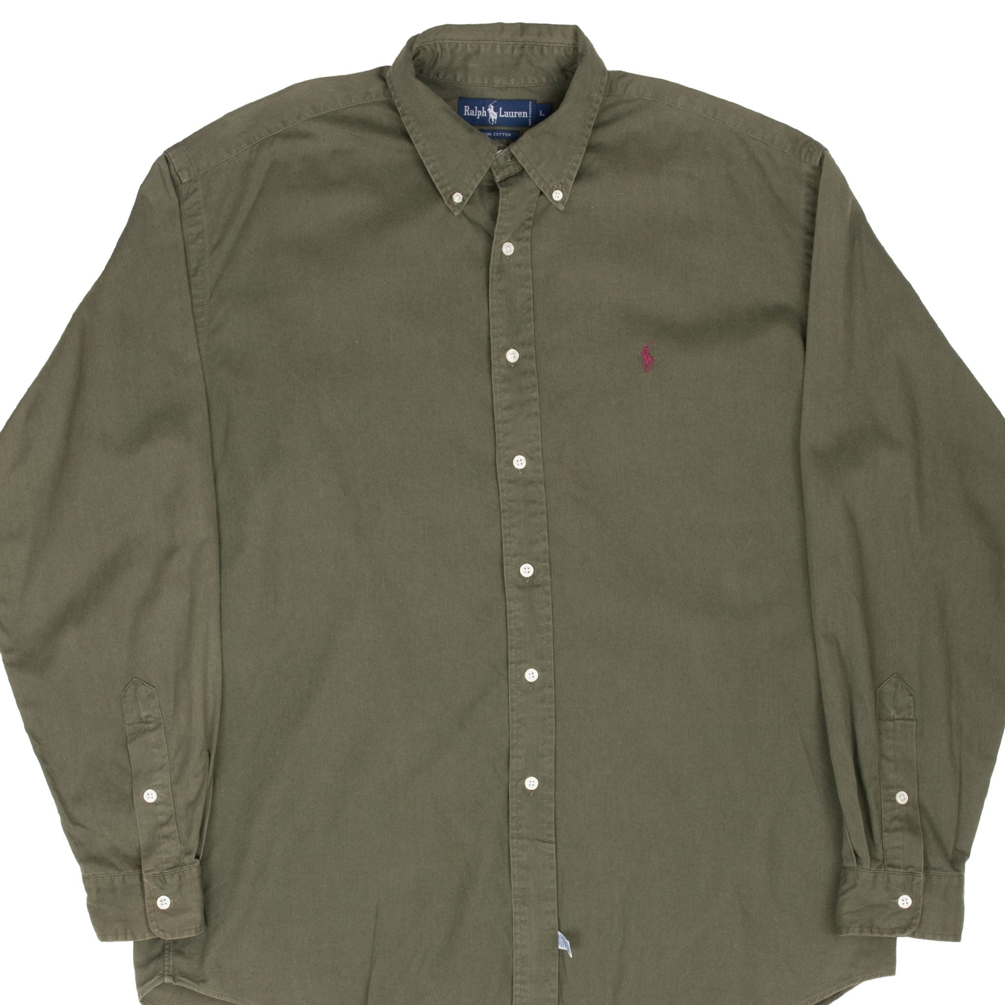 Vintage Ralph Lauren Olive Green Shirt 1990S Size Large