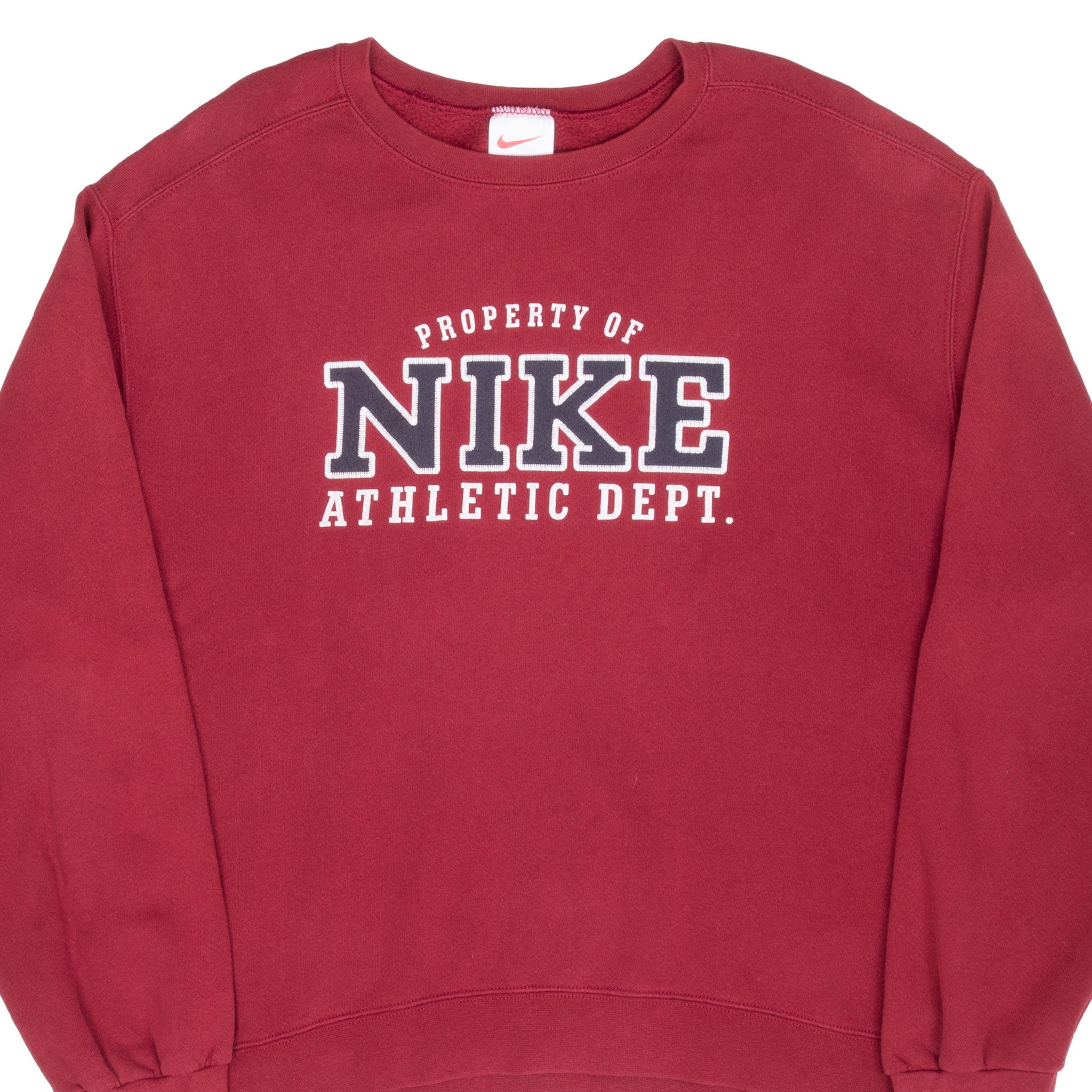 Vintage Blue Nike Athletic Dept Burgundy Sweatshirt 1990S Size XL Made In USA