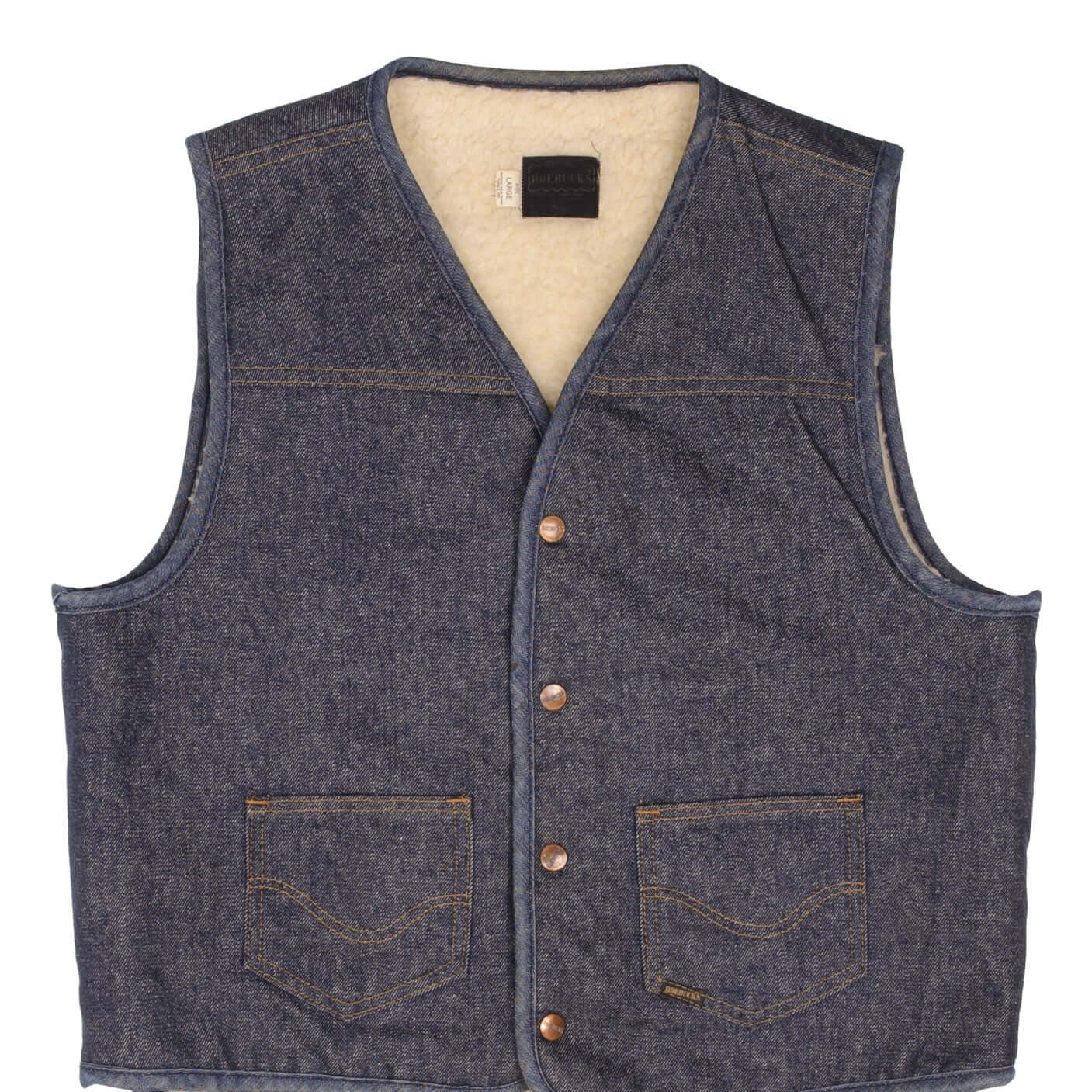 Vintage Roebucks Sherpa Vest Jacket Size Large Made In Usa