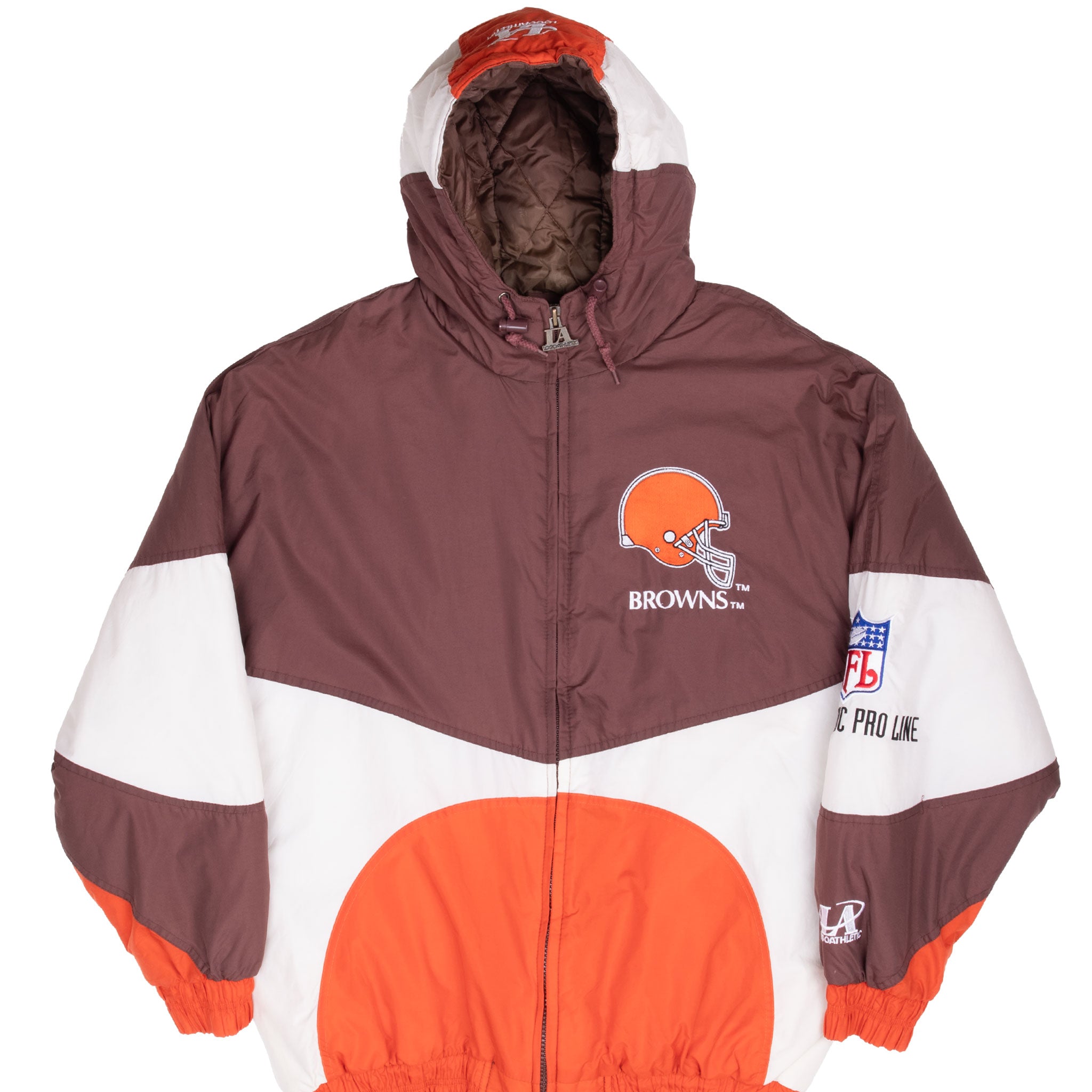 Vintage Nfl Cleveland Browns Hooded Windbreaker Jacket 1990S Size Large