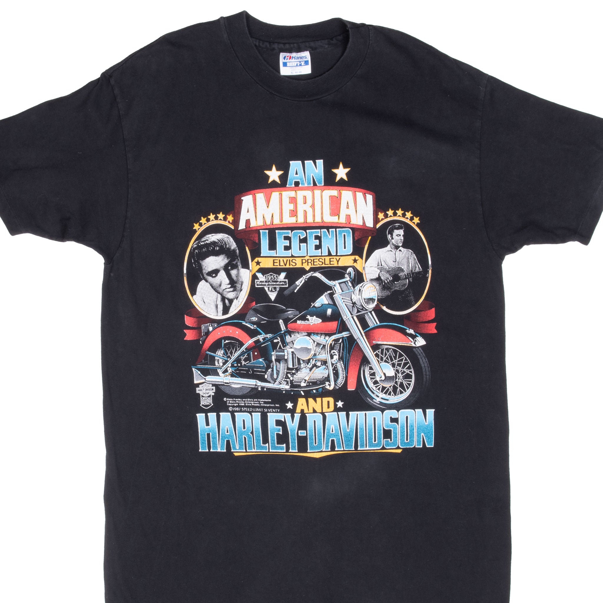 VINTAGE HARLEY DAVIDSON ELVIS PRESLEY TEE SHIRT 1987 LARGE MADE IN USA