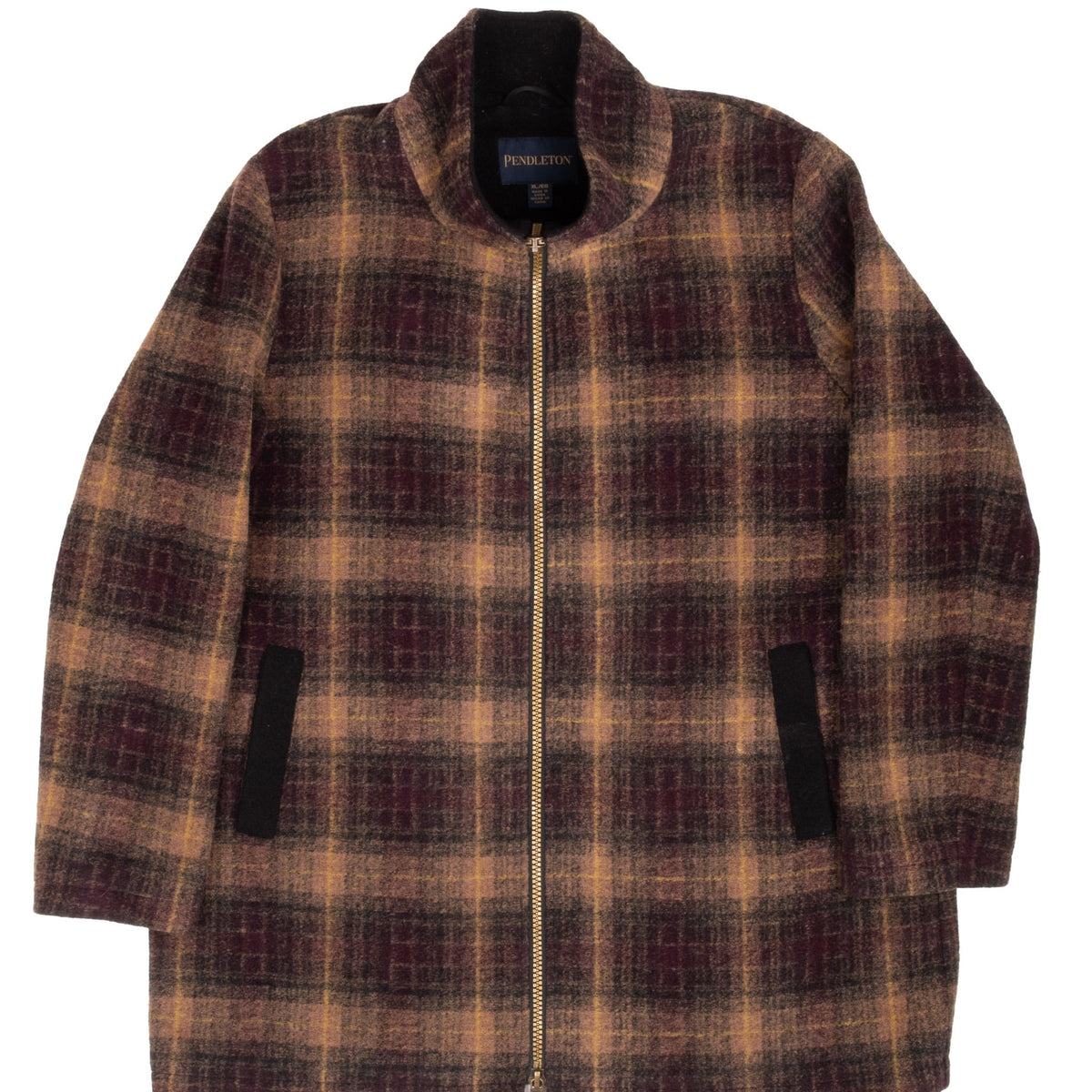 Vintage Pendleton Woolen Brown Plaid Coat Jacket 2000S Size XL