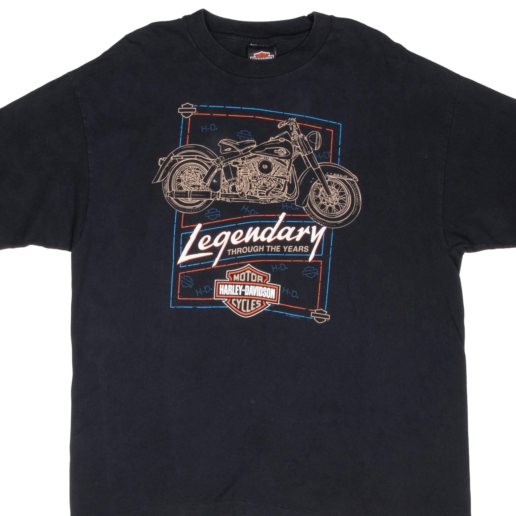 Vintage Harley Davidson Legendary Nashville Tee Shirt 1996 Size XL Made In Usa With Single Stitch Sleeves