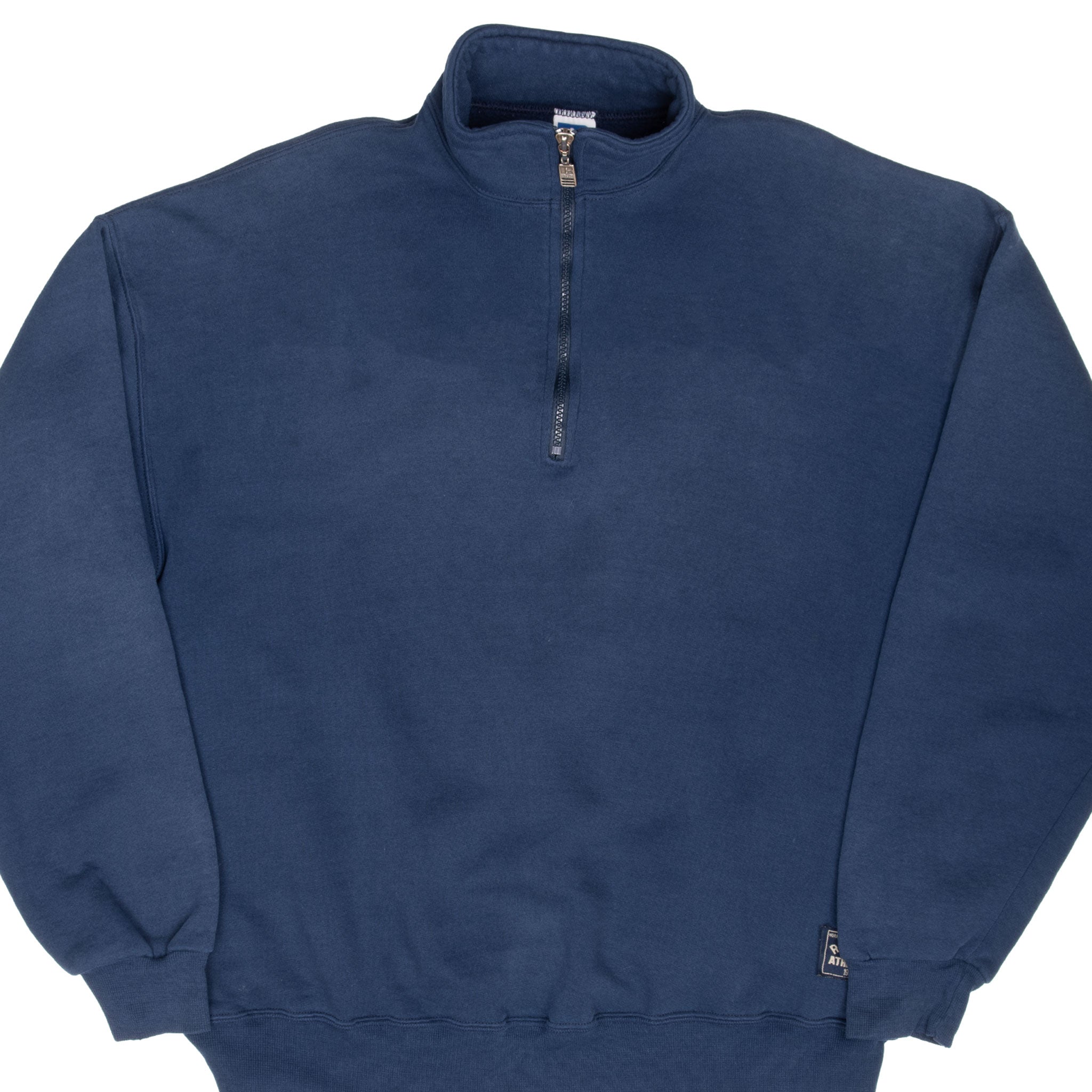 Vintage Russell Athletic Navy Blue Quarter 1/4 Zip Sweatshirt 1990S Size XL Made In Usa