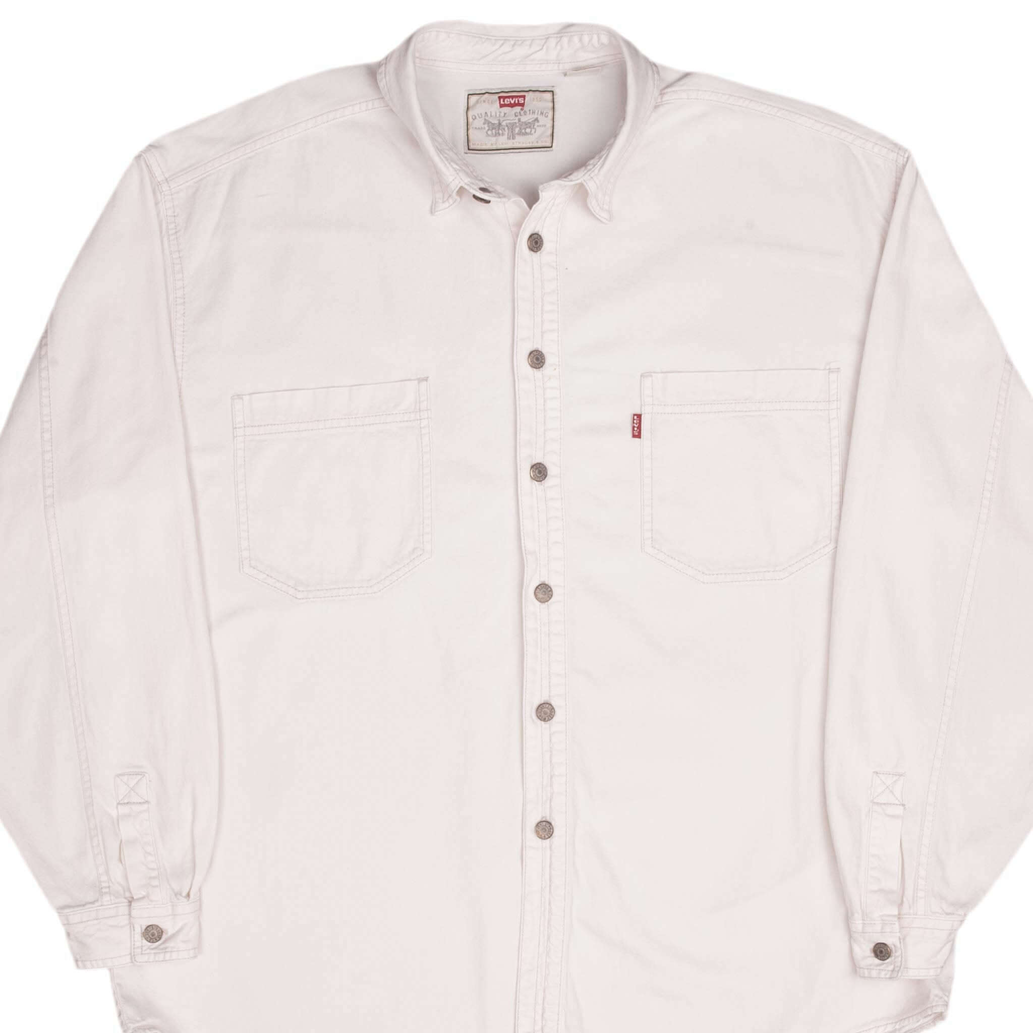 Vintage Levis Denim White Pocket Shirt 1990S Size XL