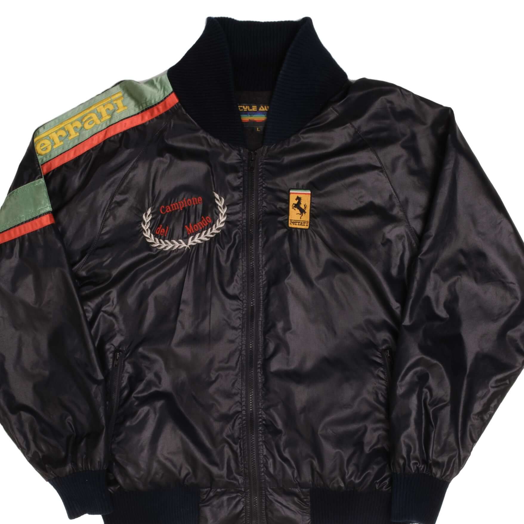 Vintage Formula 1 Ferrari Campione Del Mondo Style Auto Bomber Jacket 1980S Size Large