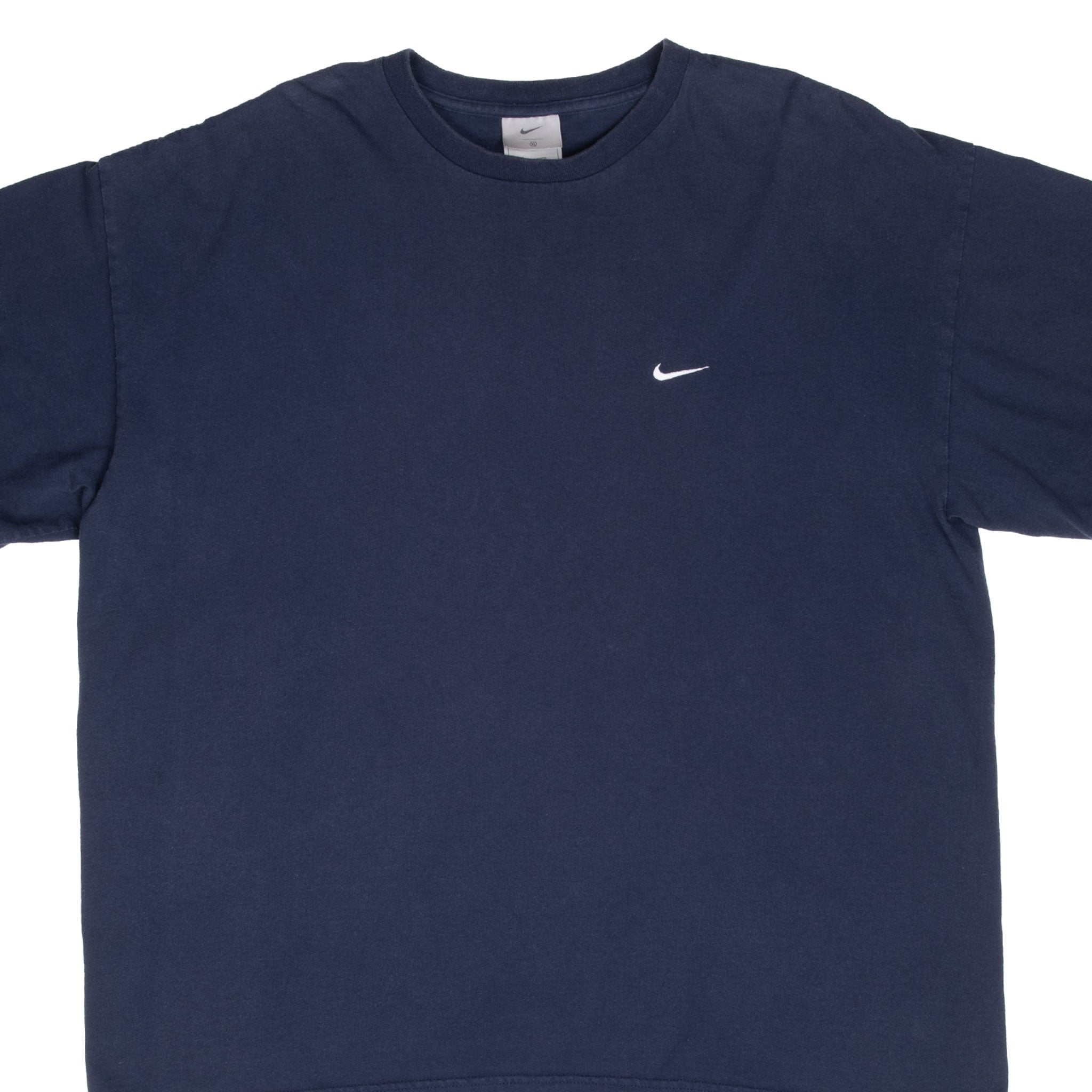 Vintage Nike Classic Swoosh Navy Blue Tee Shirt 2000S Size XL
