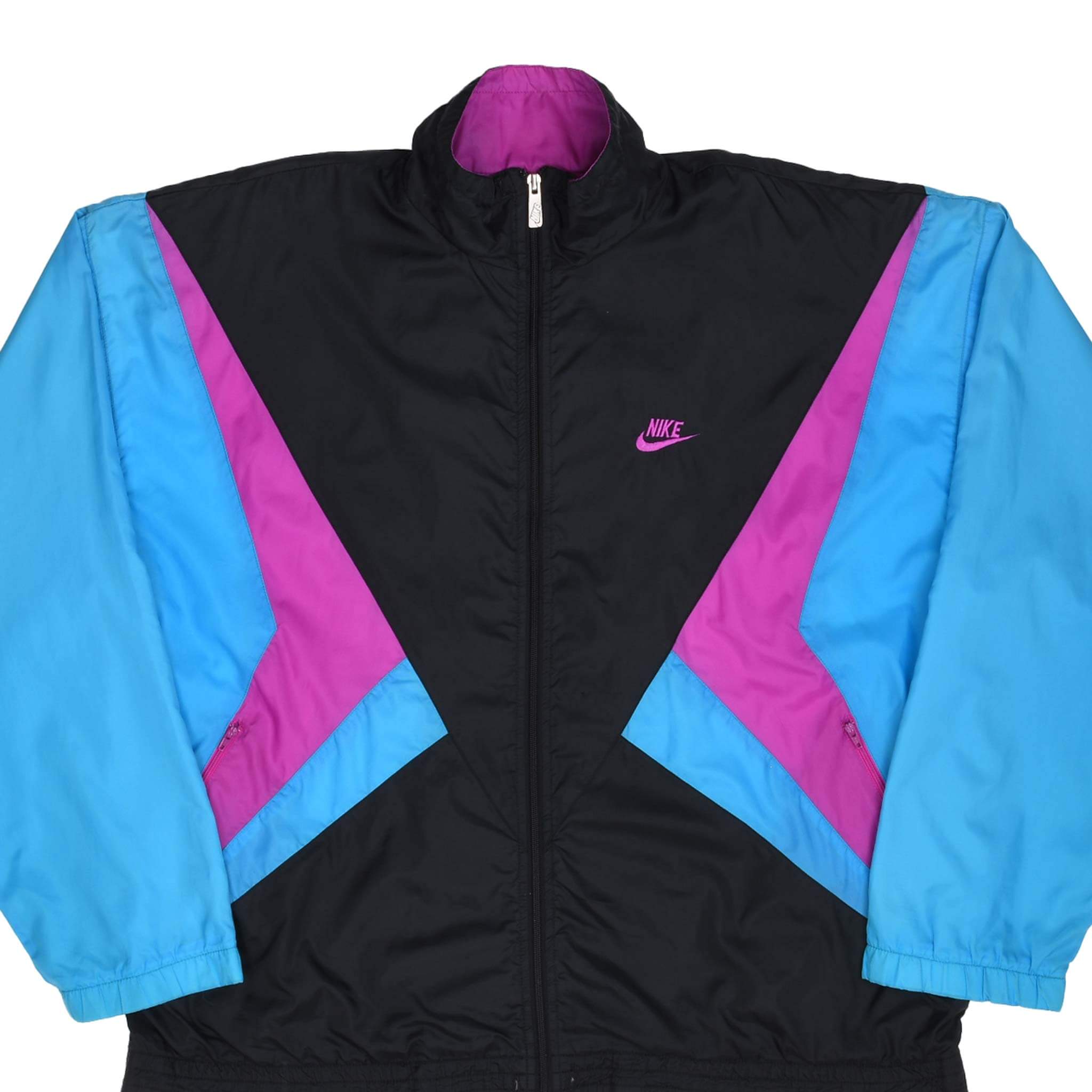 Vintage Nike Swoosh Neon And Black Windbreaker Jacket Late 1980S Size Large