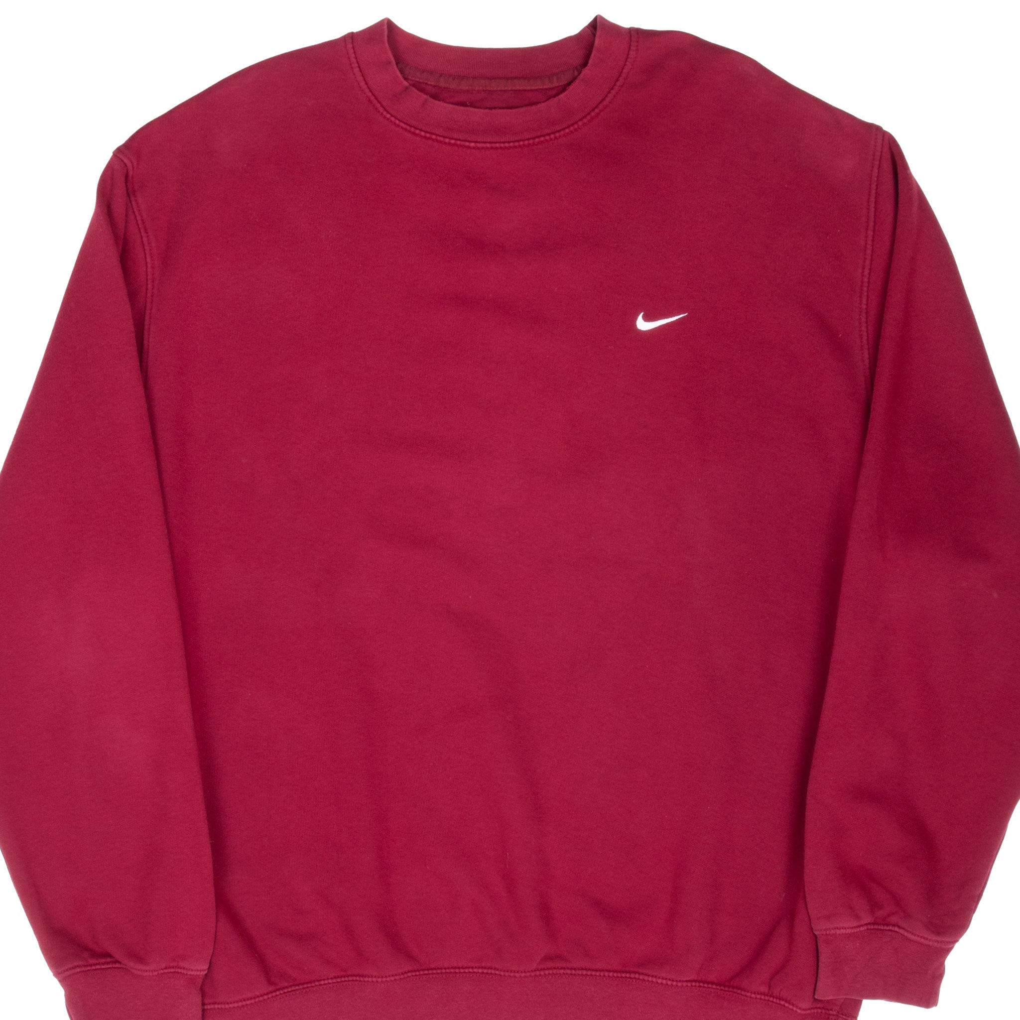 Vintage Nike Classic Swoosh Red Burgundy Sweatshirt 2000S Size XL