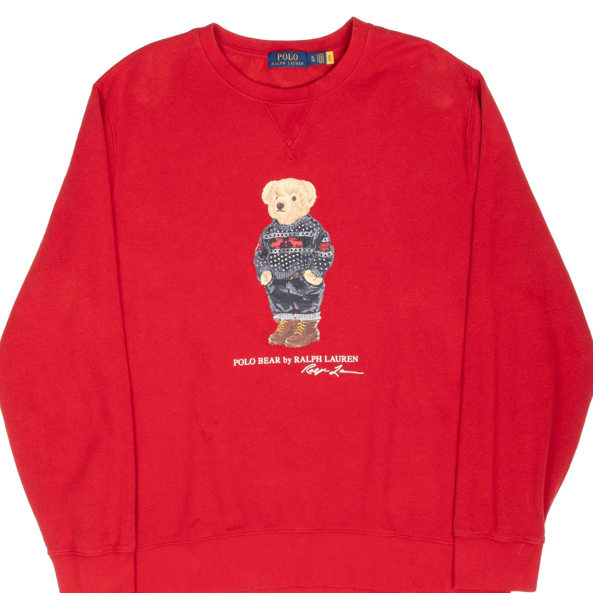 Vintage Ralph Lauren Polo Teddy Bear Red Sweatshirt Size Xl