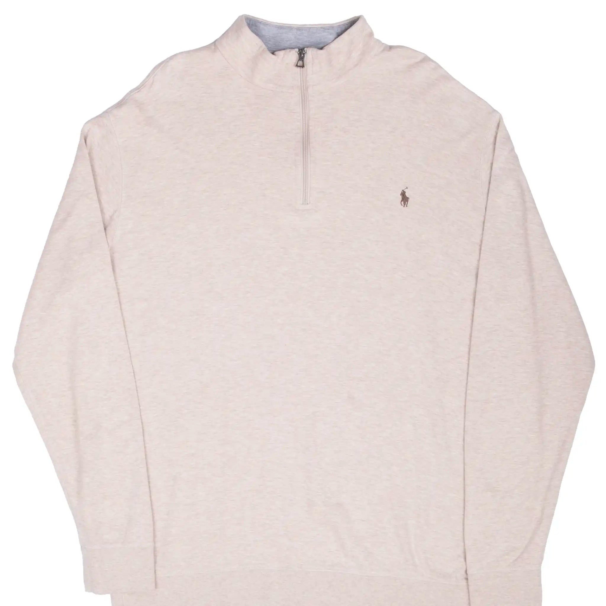 VINTAGE POLO RALPH LAUREN BEIGE QUARTER 1/4 ZIP SWEATER SIZE XL TALL