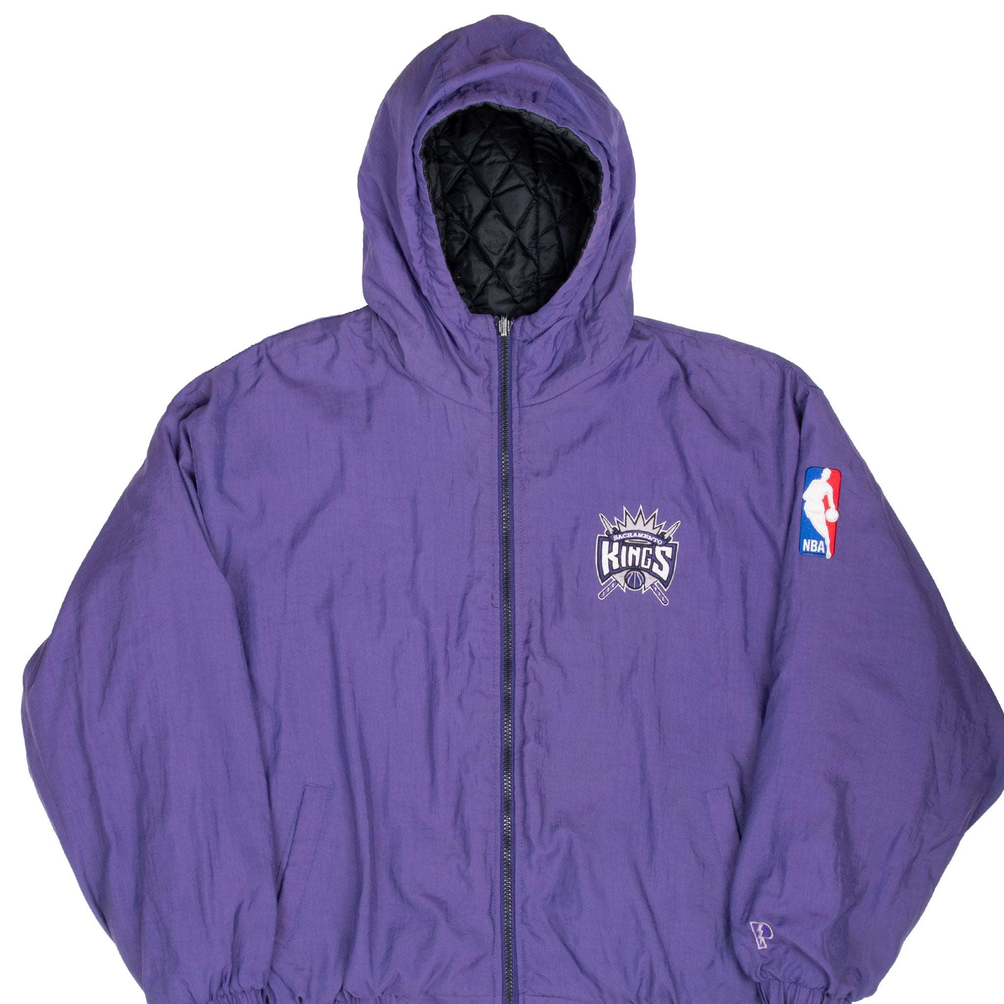 VINTAGE NBA SACRAMENTO KINGS REVERSIBLE HEAVY PRO PLAYER JACKET 1990S XL