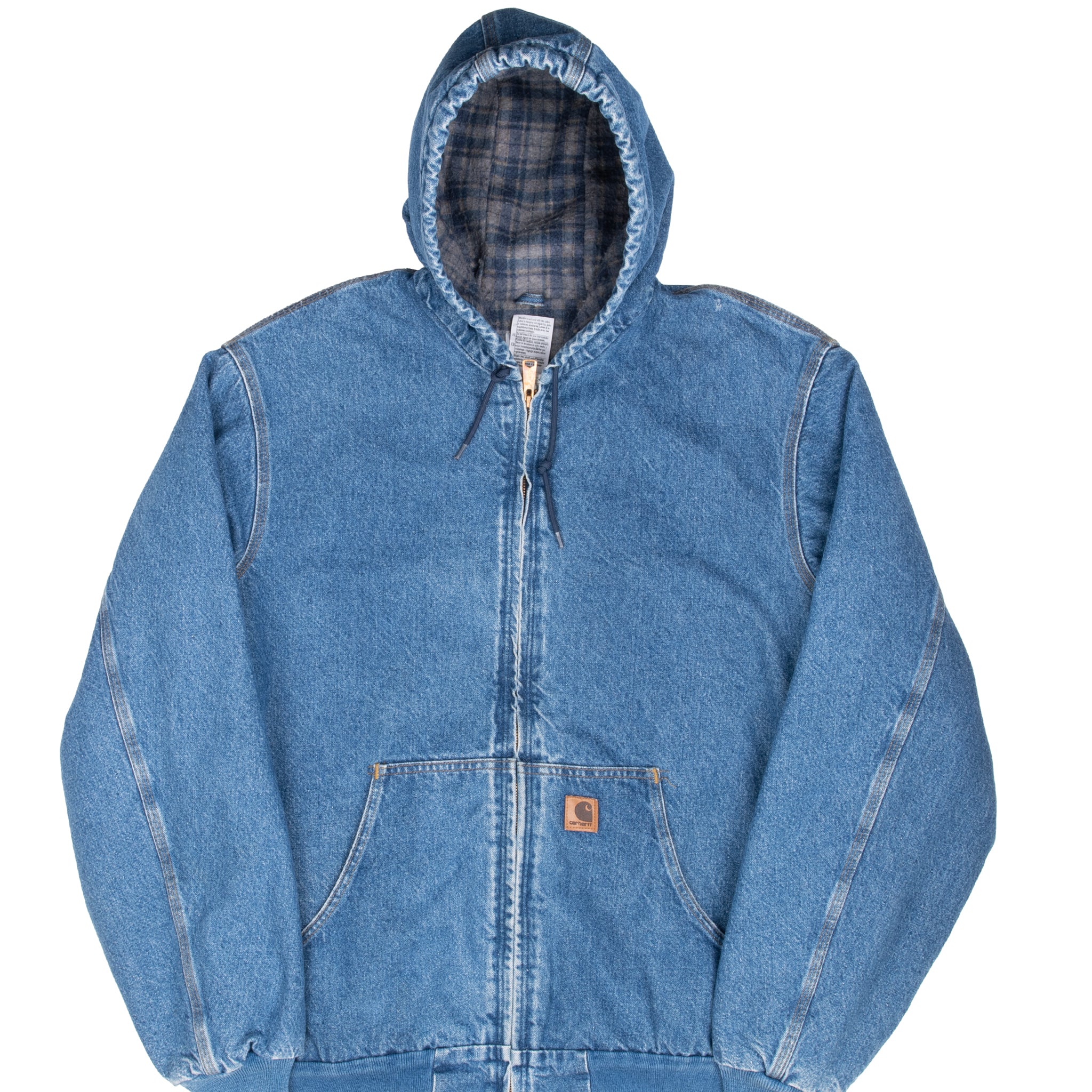 Vintage Carhartt Denim Hooded Active Jacket J139DST 2004 Size Xl Tall