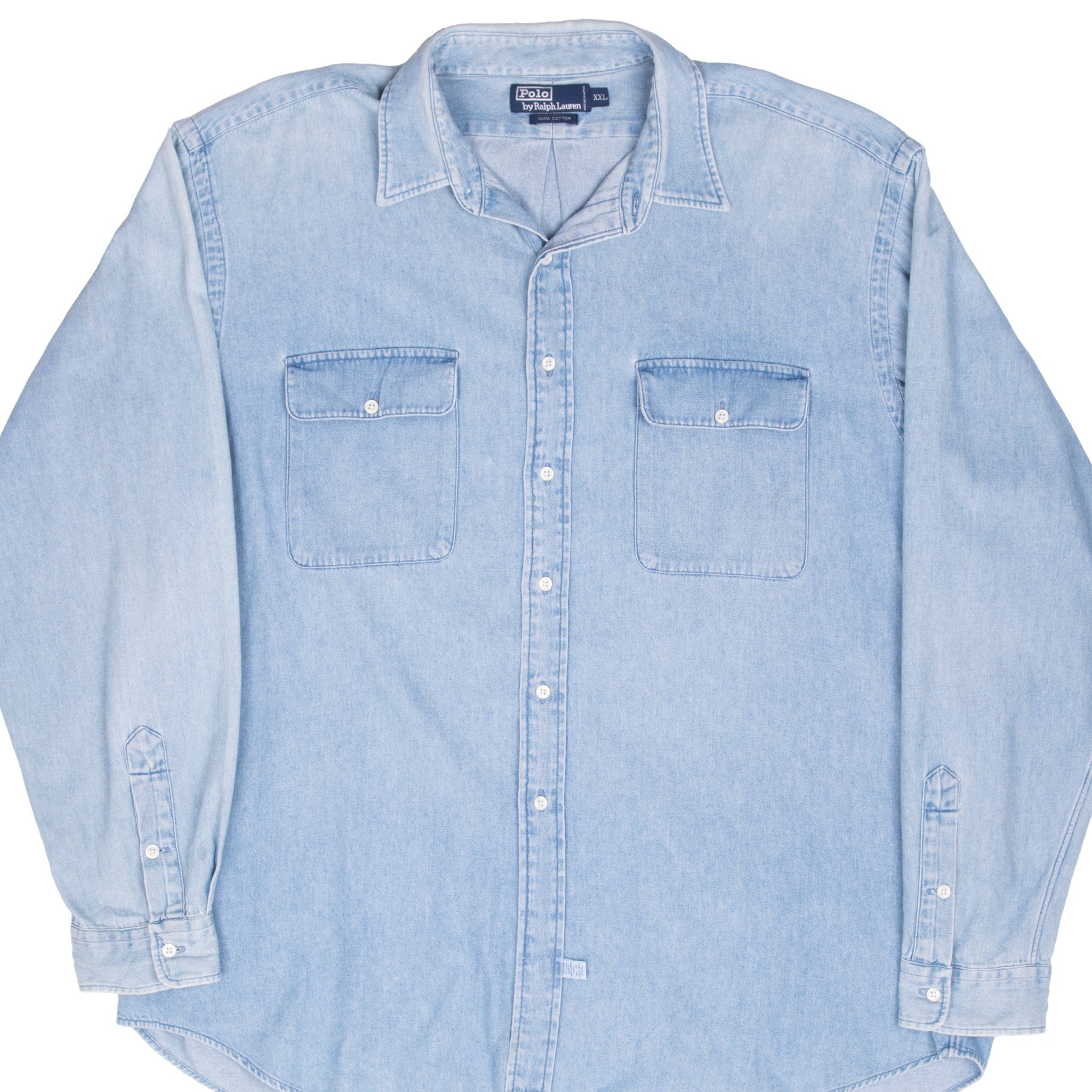 Vintage Polo Ralph Lauren Blue Denim Shirt 1990S Size 2XL