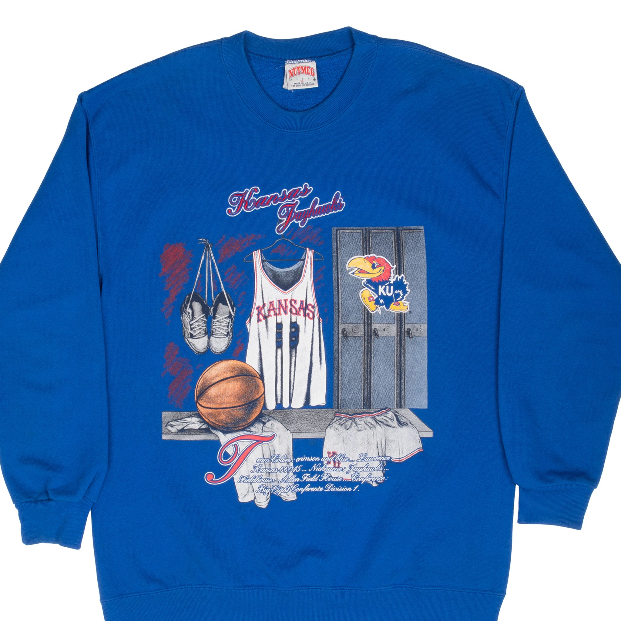 Vintage Kansas University Jayhawks Locker Room Sweatshirt 1990S Size XL Made In Usa