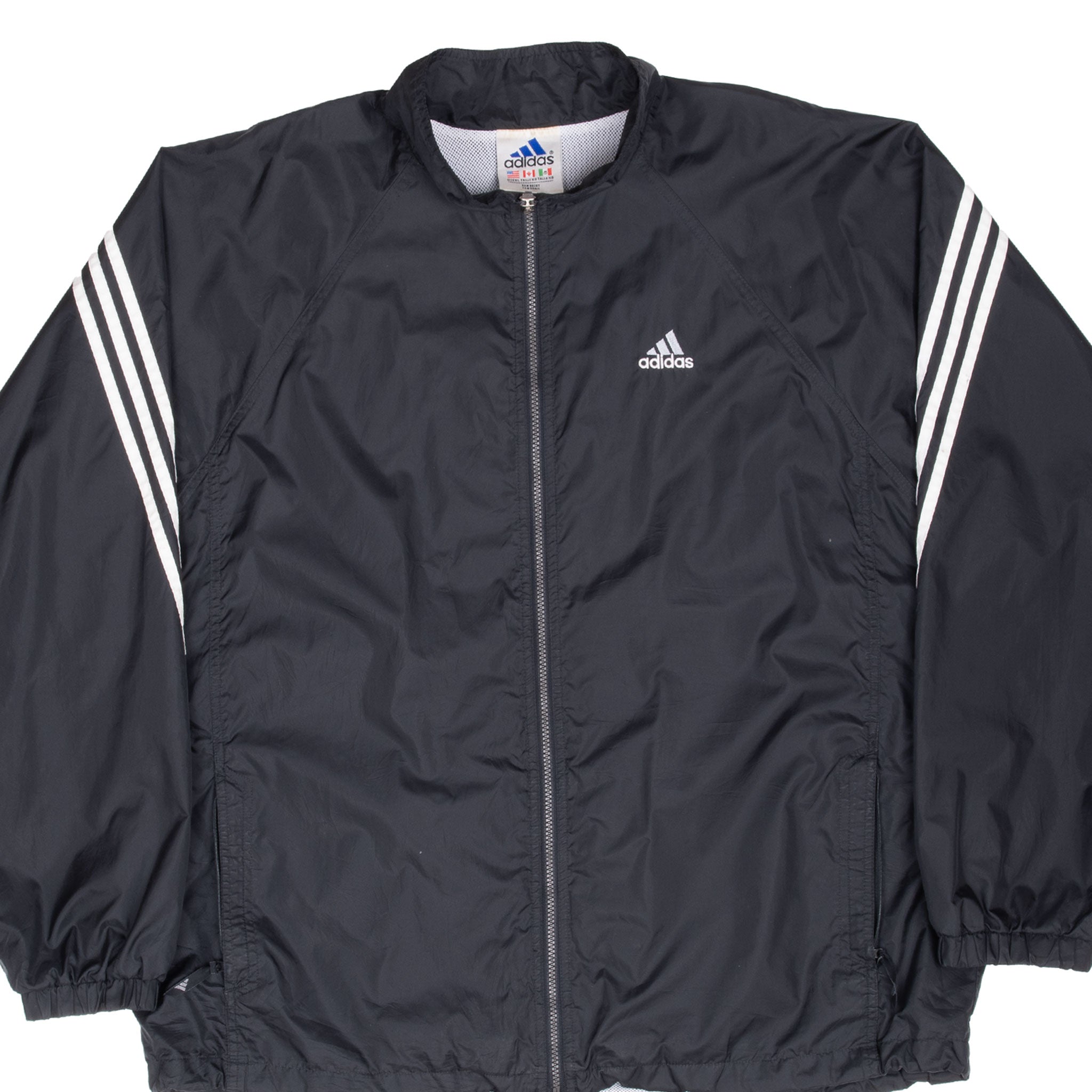 Vintage Adidas 3 Stripes Black Windbreaker Jacket 1990S Size Xl