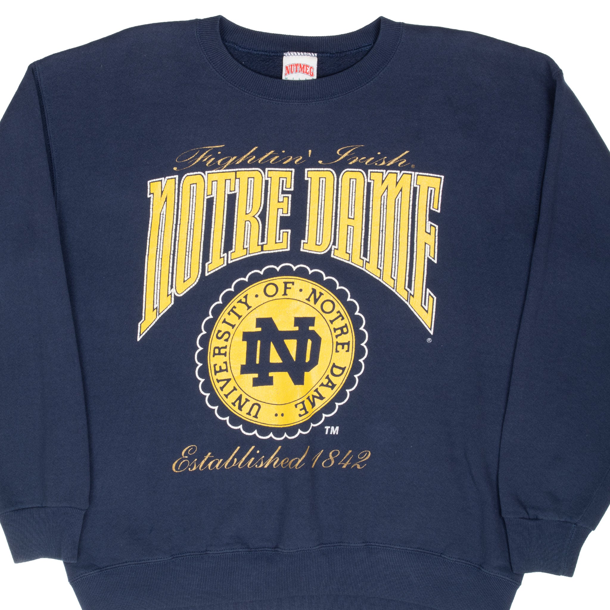 Vintage Ncaa Notre Dame Fighting Irish Sweatshirt 1990S Size Large Made In Usa