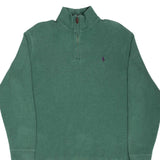 Vintage Polo Ralph Lauren Green Quarter 1/4 Zip Sweater 1990S Size XL