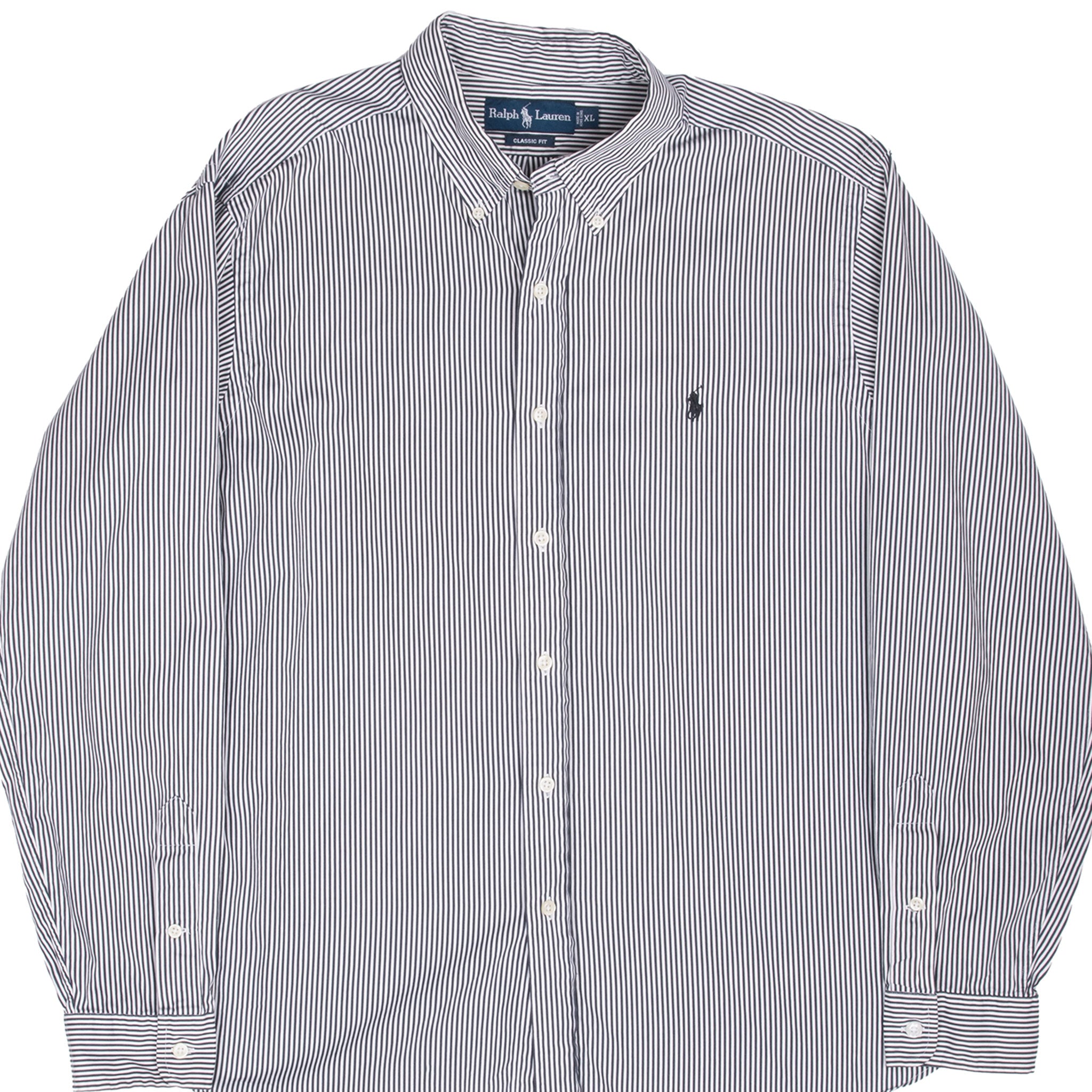 Vintage Ralph Lauren Classic Black & White Striped Shirt 1990S Size XL