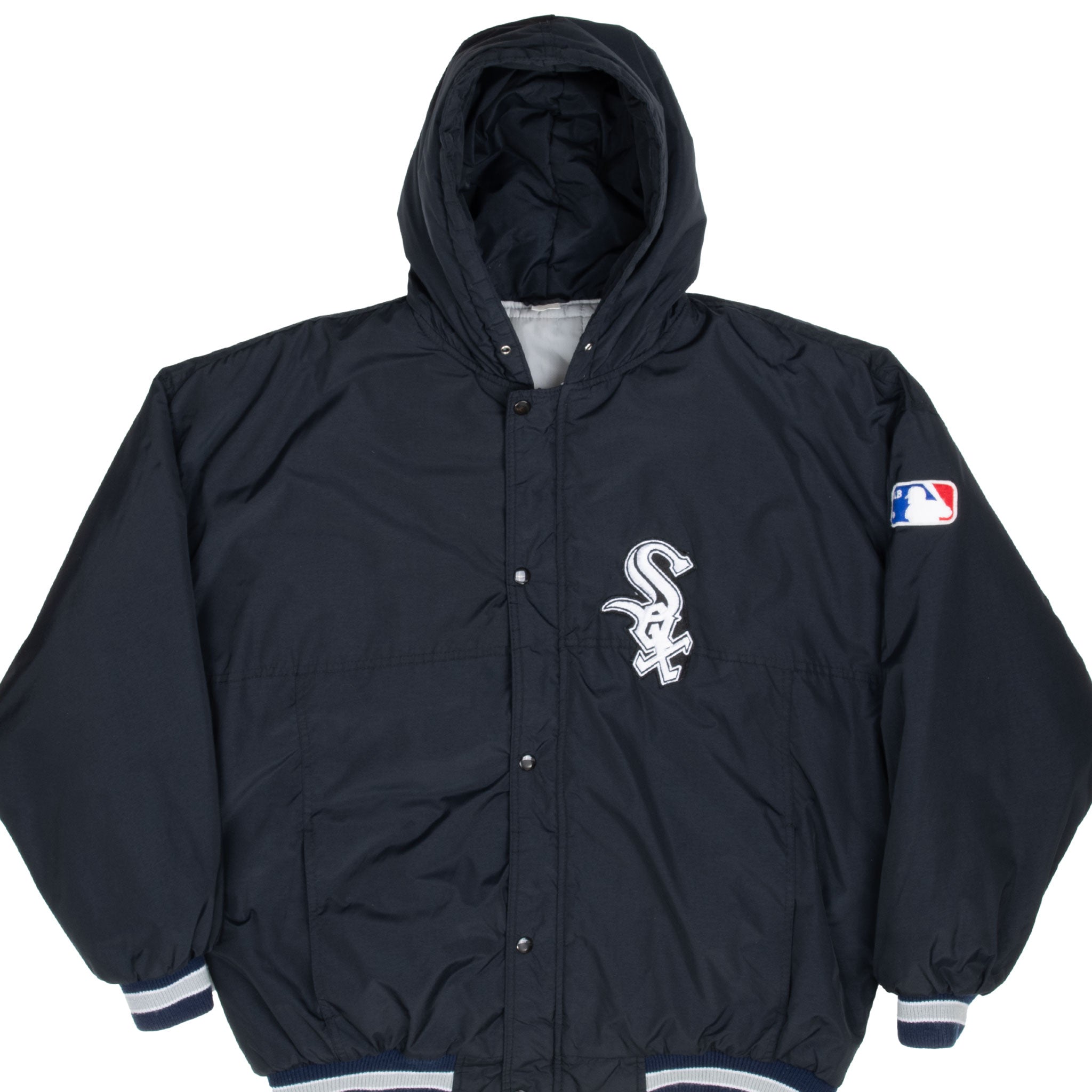 Vintage Mlb Chicago White Sox Hooded Heavy Windbreaker Jacket 1990S Size XL