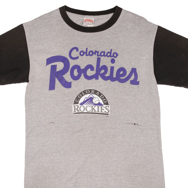 Vintage Gray MLB Colorado Rockies Tee Shirt 1995 Size Medium Made In USA