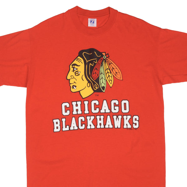 Vintage NHL Chicago Blackhawks 1990S Tee Shirt Size Large Made In USA With Single Stitch Sleeves