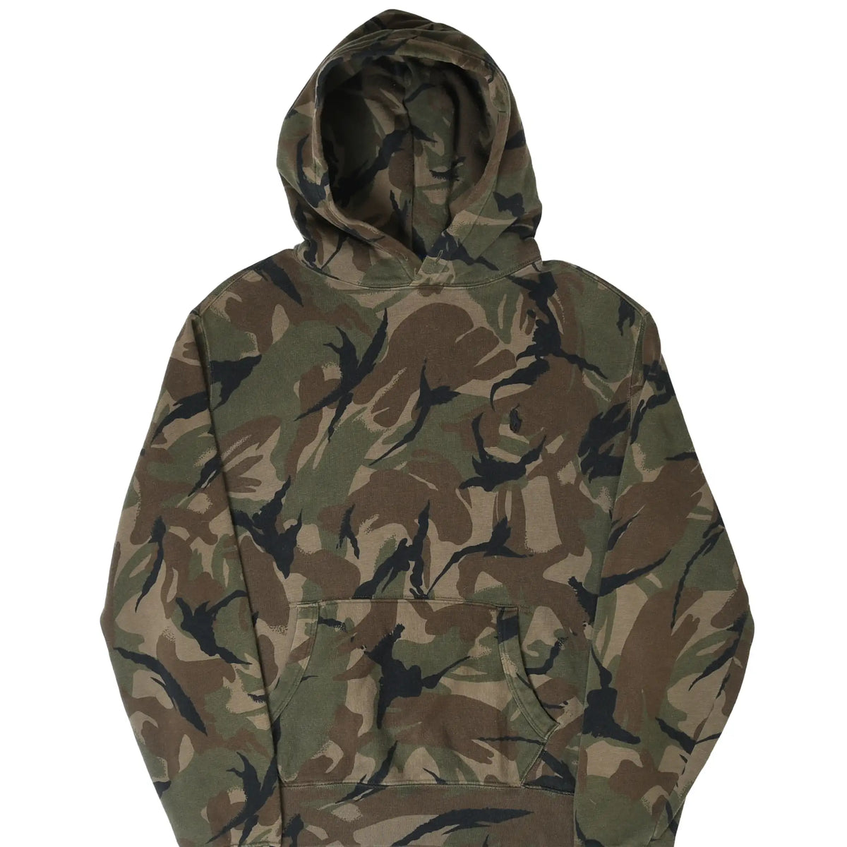 Front of Polo Ralph Lauren camouflage pullover hoodie with kangaroo pocket