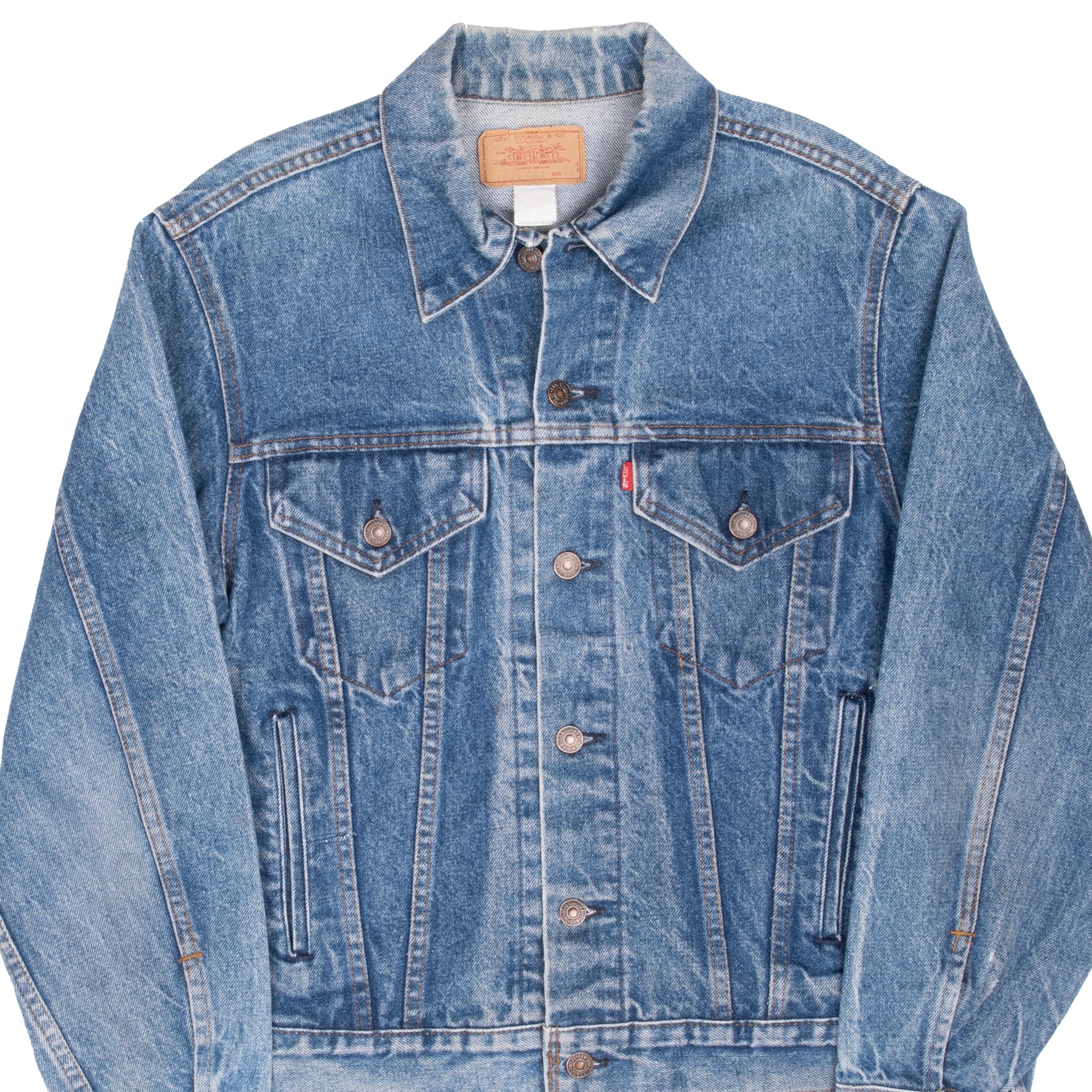 Vintage Levis Indigo Blue Type 3 Denim Jacket 4 Pockets 70506 0217 1980S Size 40 Made In Usa