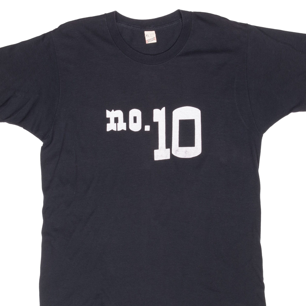 Front of black Saloon No. 10 crewneck T-shirt with white No. 10 print