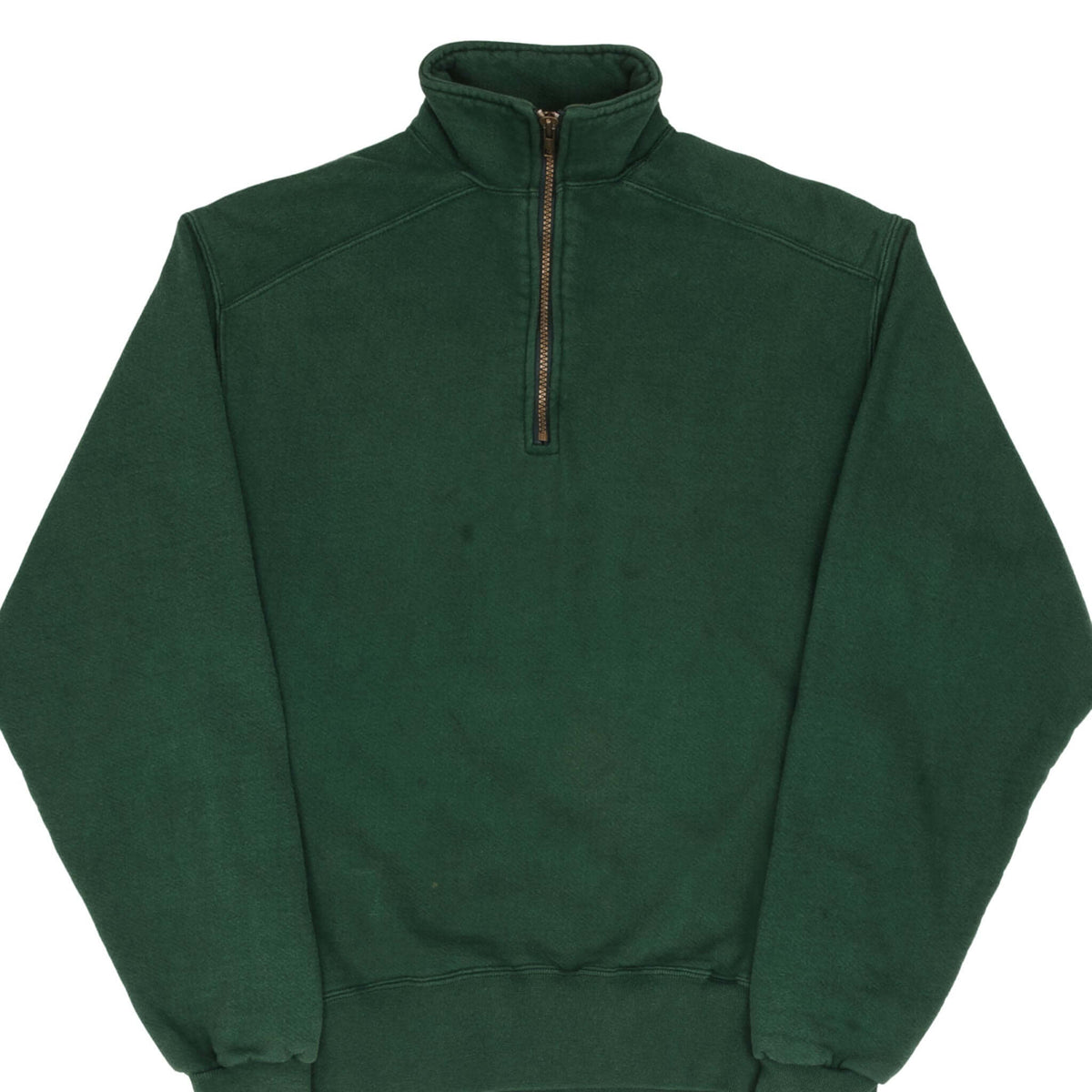 Vintage Quarter 1/4 Zip Pine Green Russell Sweatshirt 1990S Size Small Made In USA