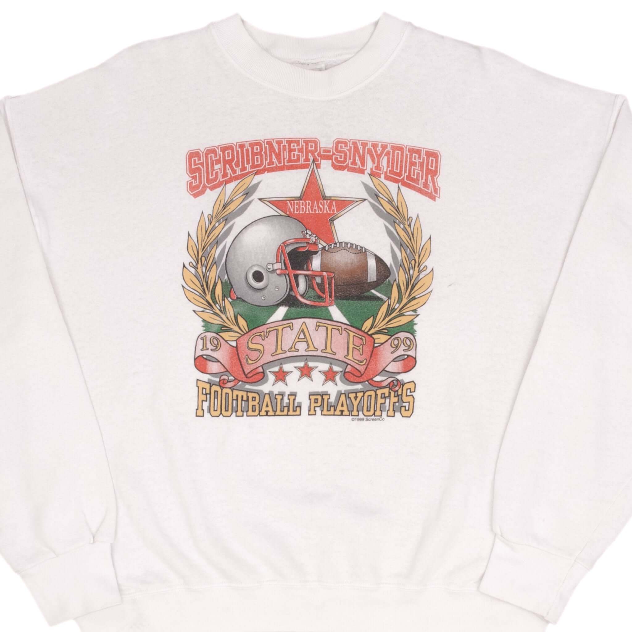 Vintage Ncaa Nebraska State Scriber Snider Football Playoff 1999 Sweatshirt Size XL