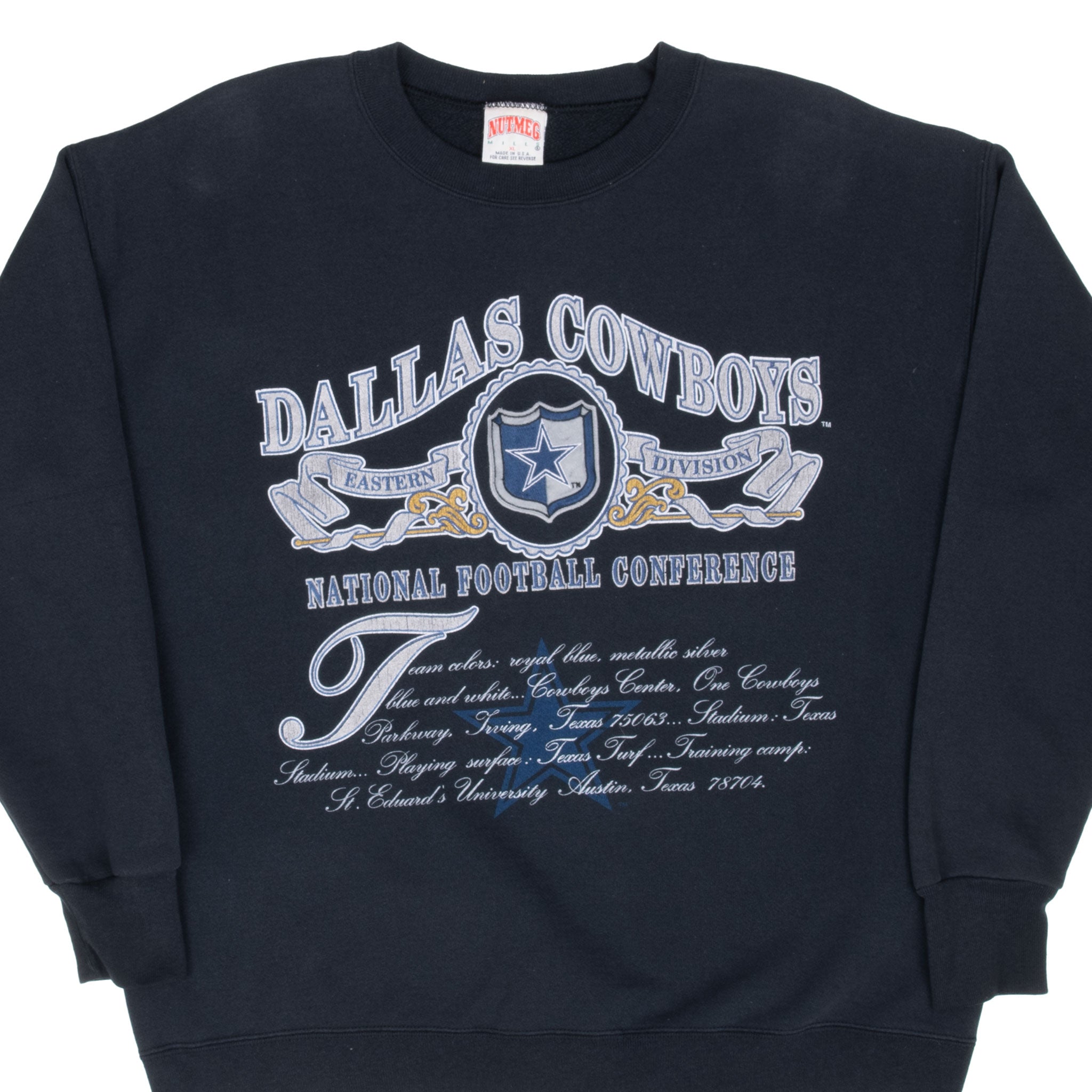Vintage Nfl Dallas Cowboys Embroidered Sweatshirt 1990S Size XL Made In USA