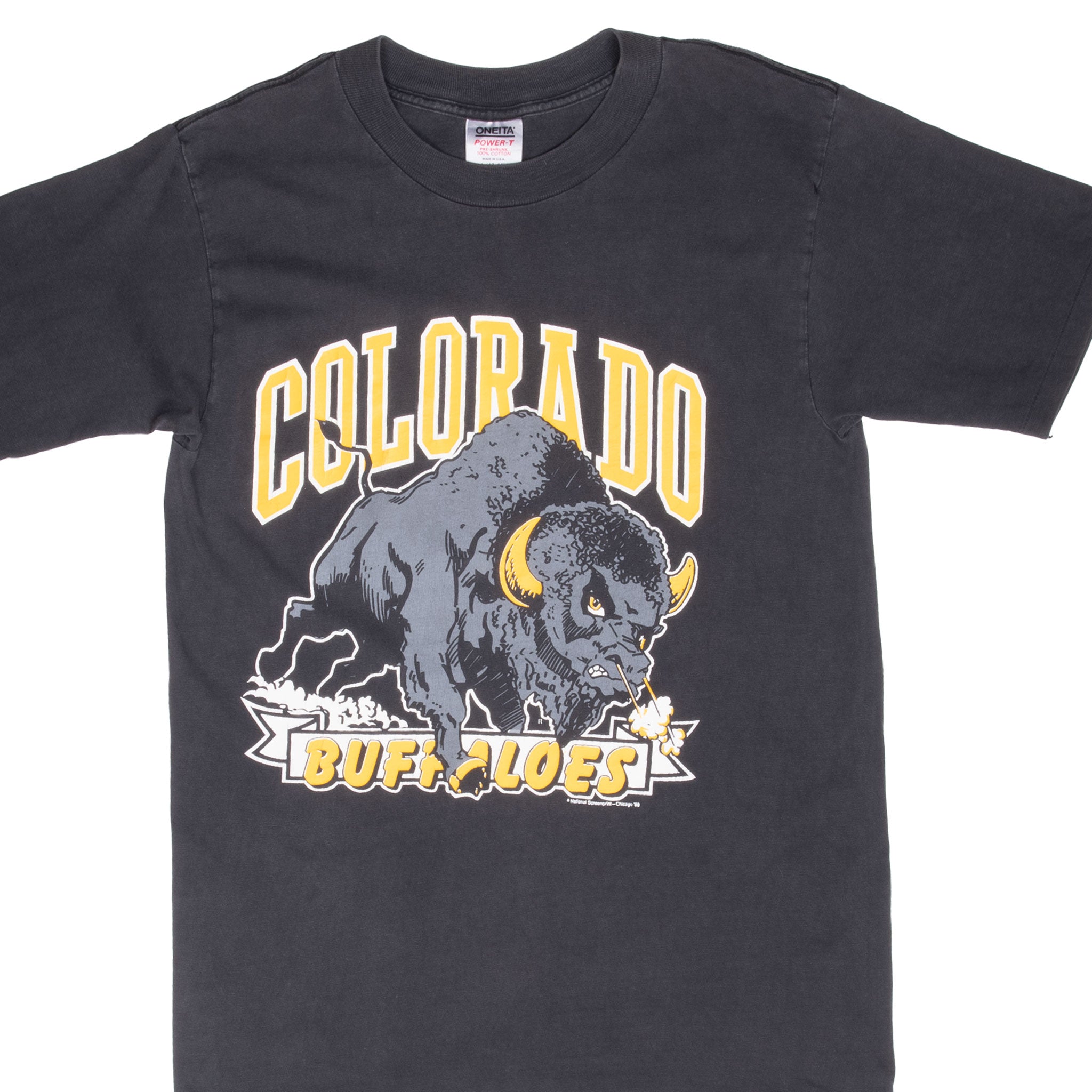 Vintage Ncaa Colorado Golden Buffaloes 1989 Tee Shirt Size Medium Made In Usa With Single Stitch Sleeves