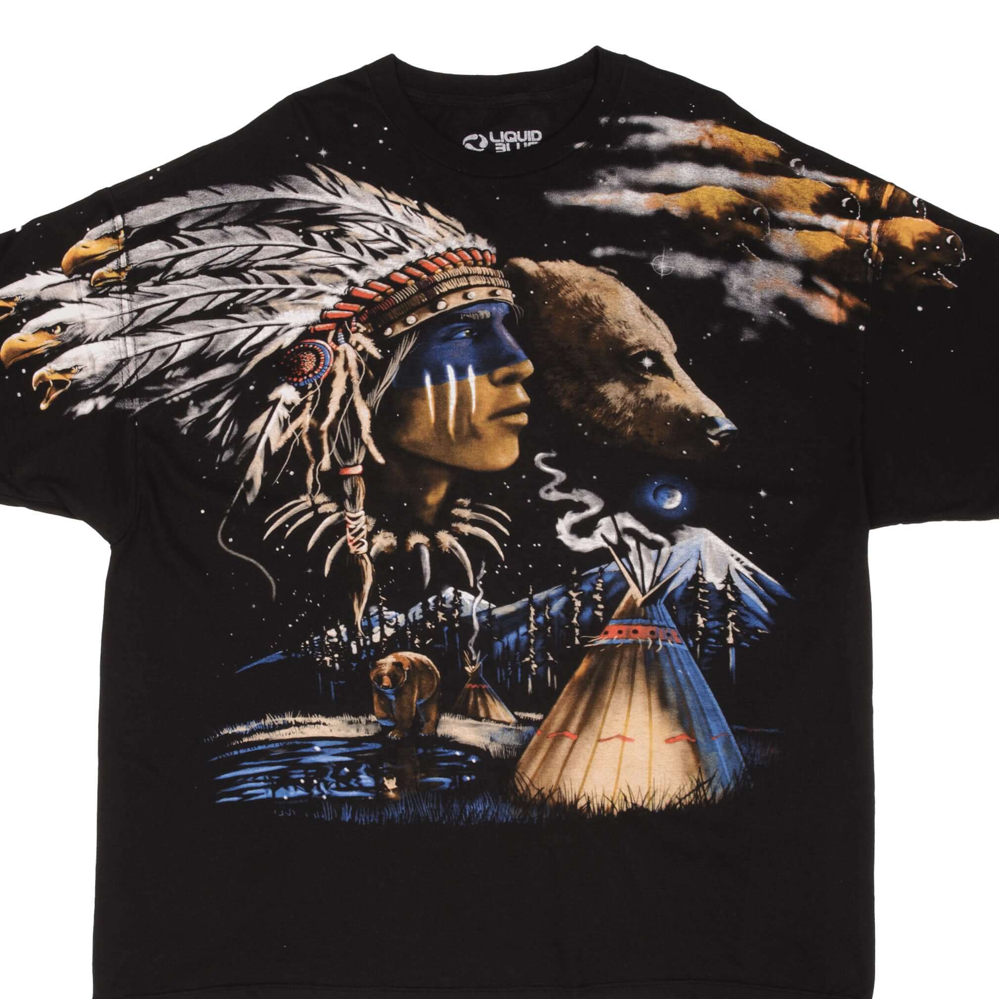Vintage Liquid Blue Animal Print All Over Print Tee Shirt Size 3XL
