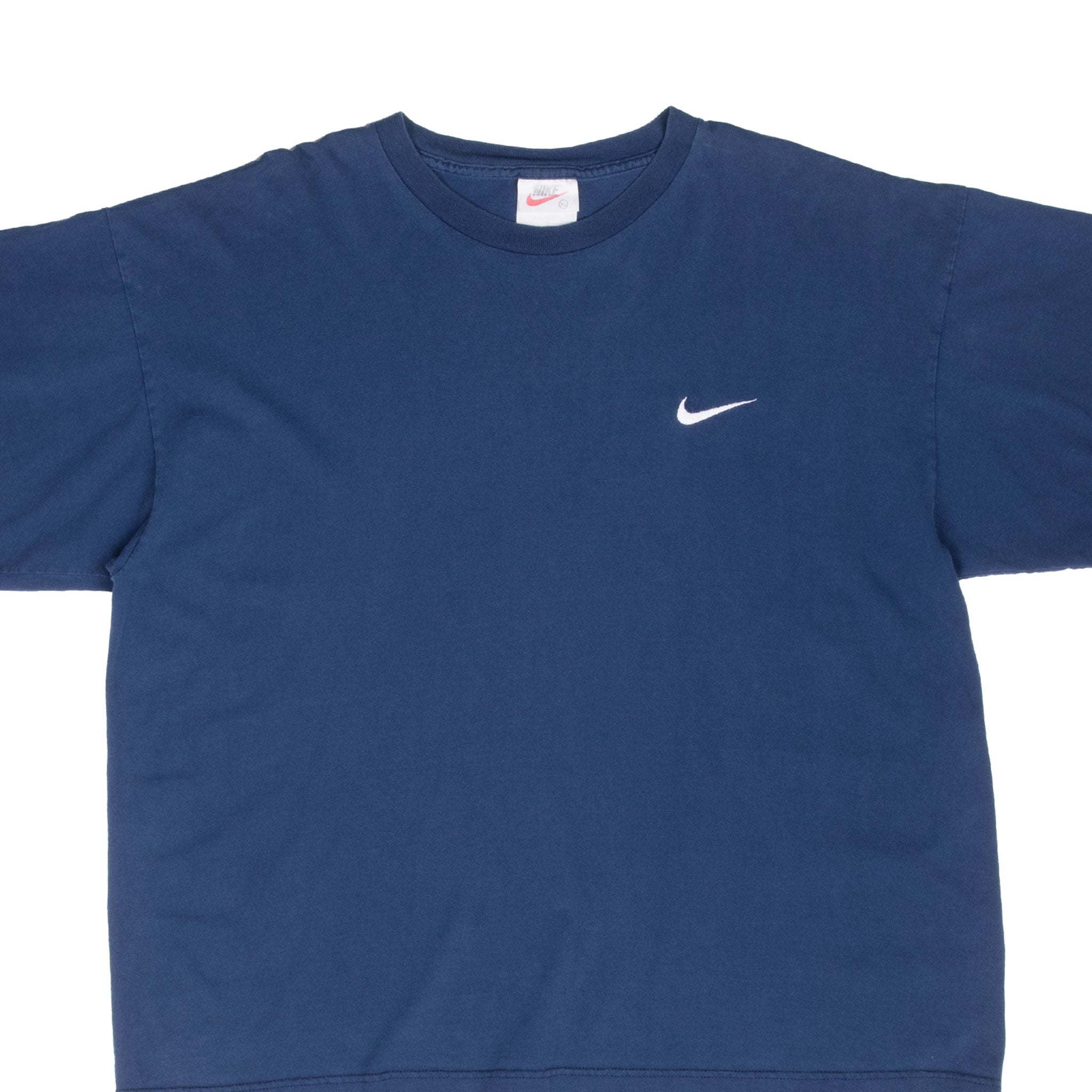 Vintage Nike Navy Classic Swoosh Tee Shirt 1990S Size XL Made In USA