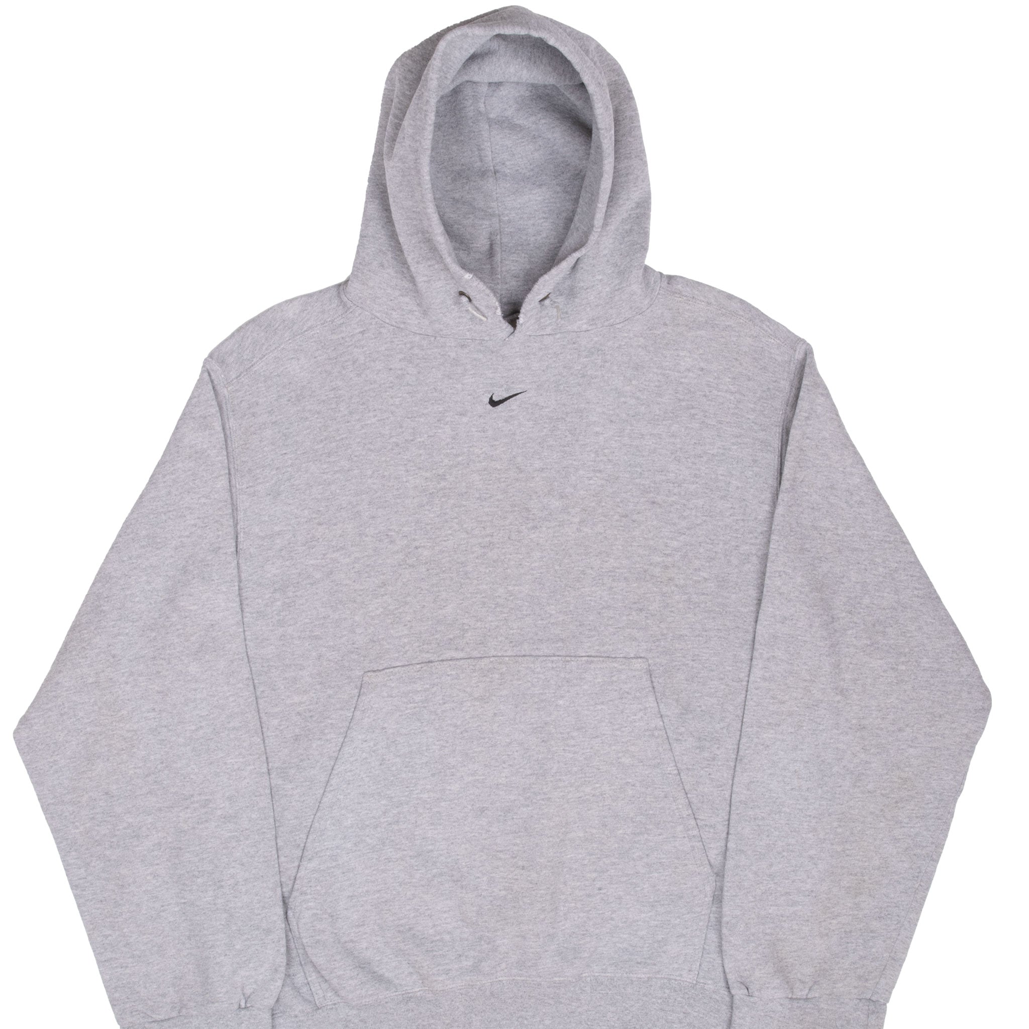 Vintage Nike Center Swoosh Grey Travis Scott Hoodie Sweatshirt 1990S Size Medium Made In USA