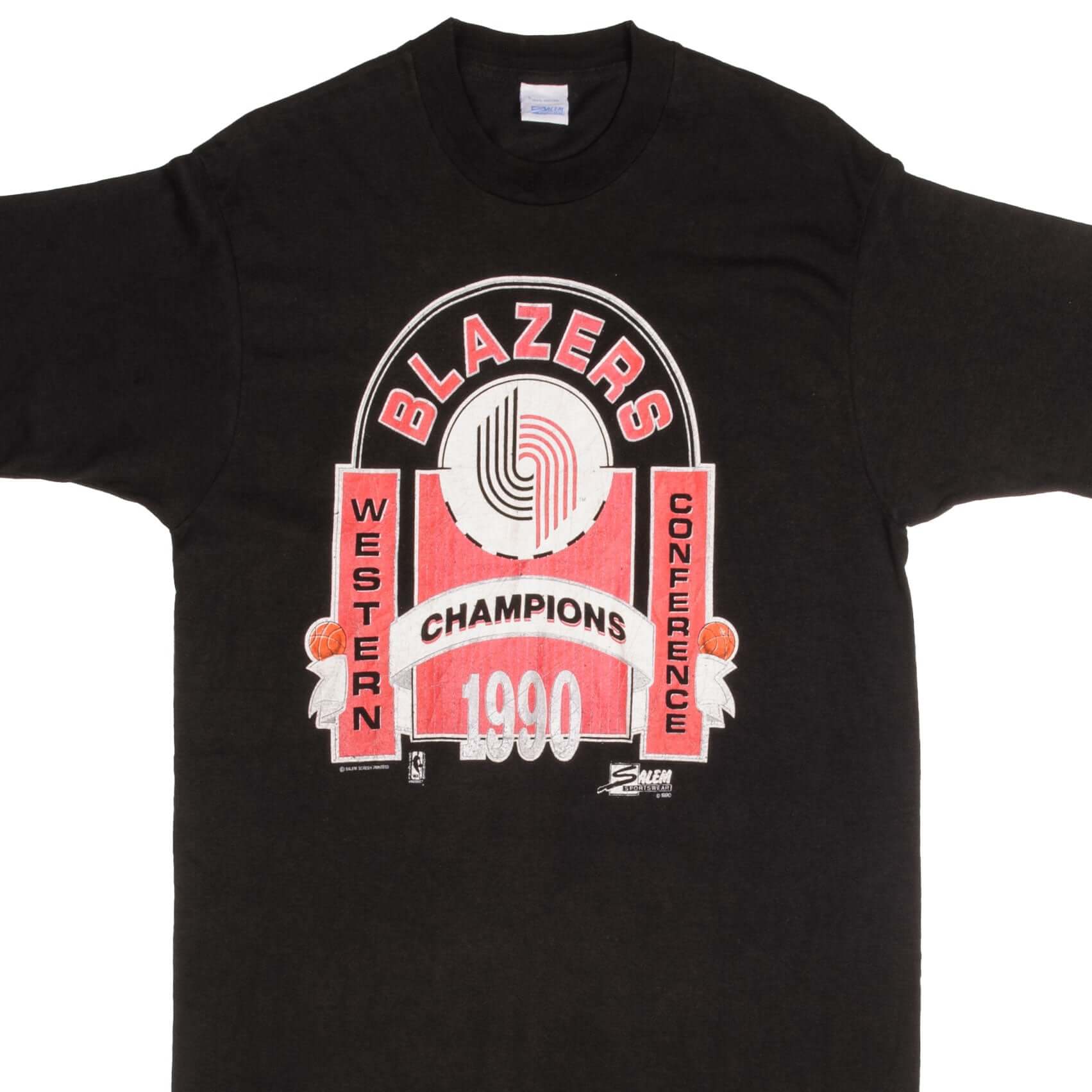 Vintage NBA Portland Trail Blazers 1990 Tee Shirt Size Medium Made In USA With Single Stitch Sleeves