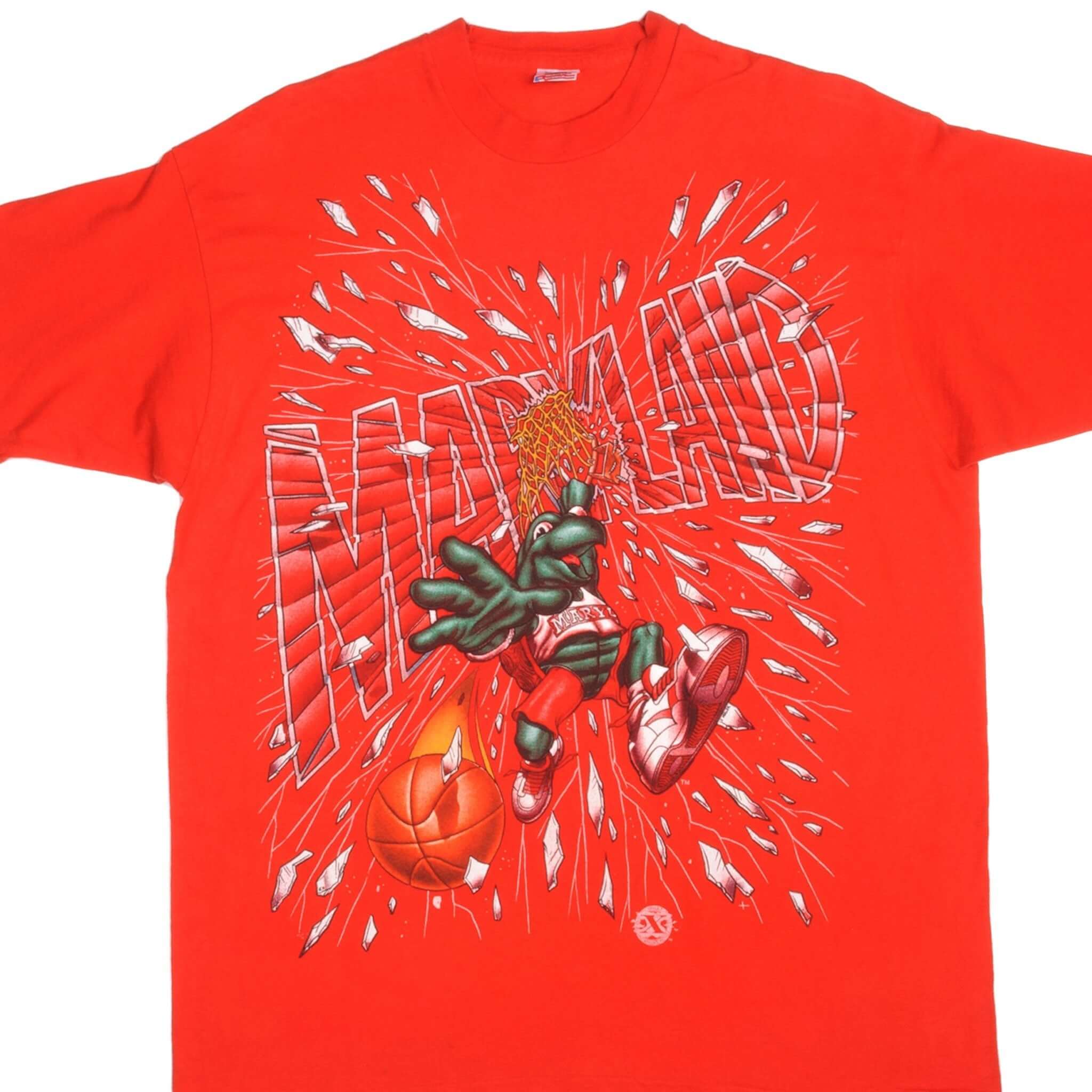 Vintage Maryland Terrapins College Basketball 1990S Tee Shirt Size XLarge With Single Stitch Sleeves