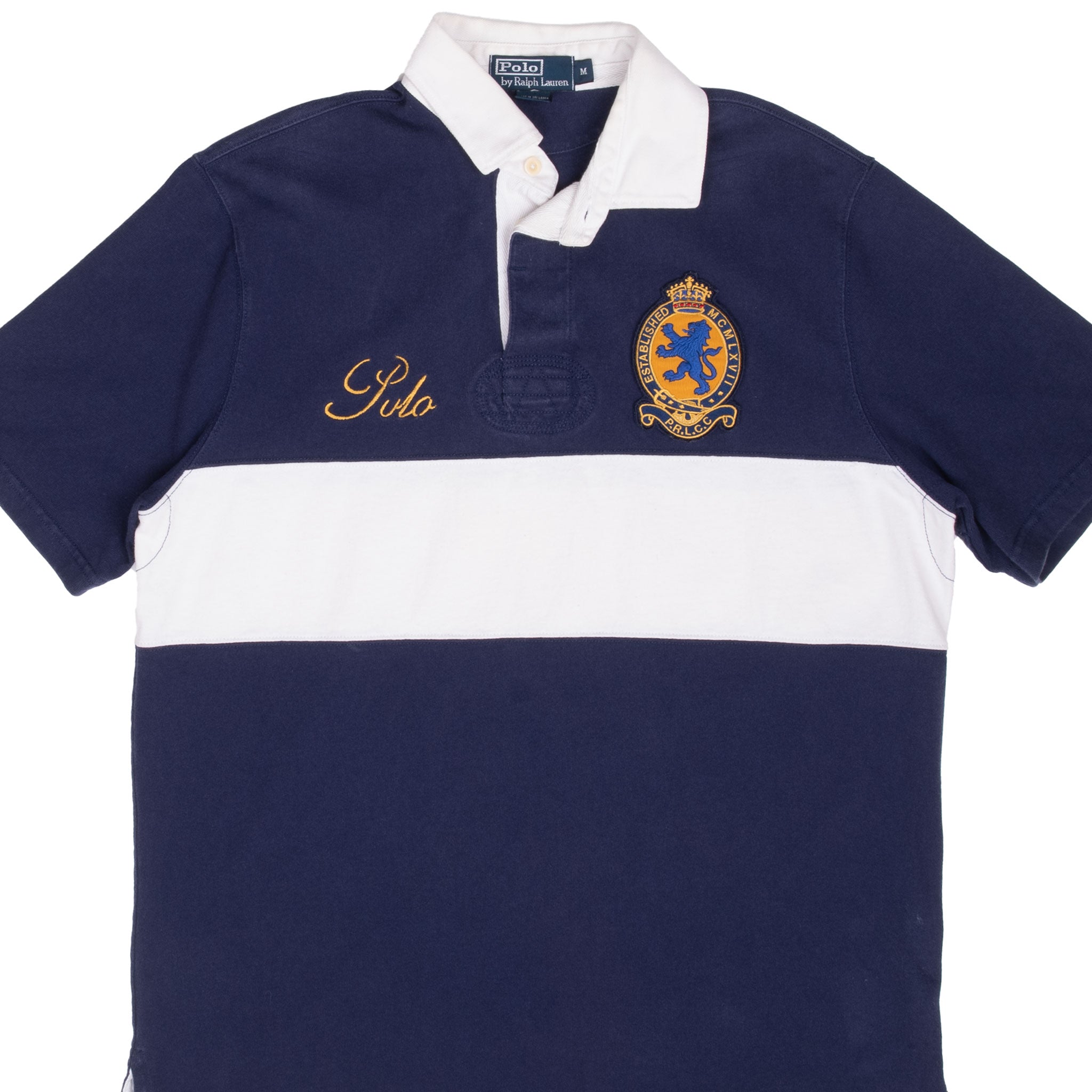 Vintage Polo Ralph Lauren Blue & White Polo Shirt 1990S Size Medium