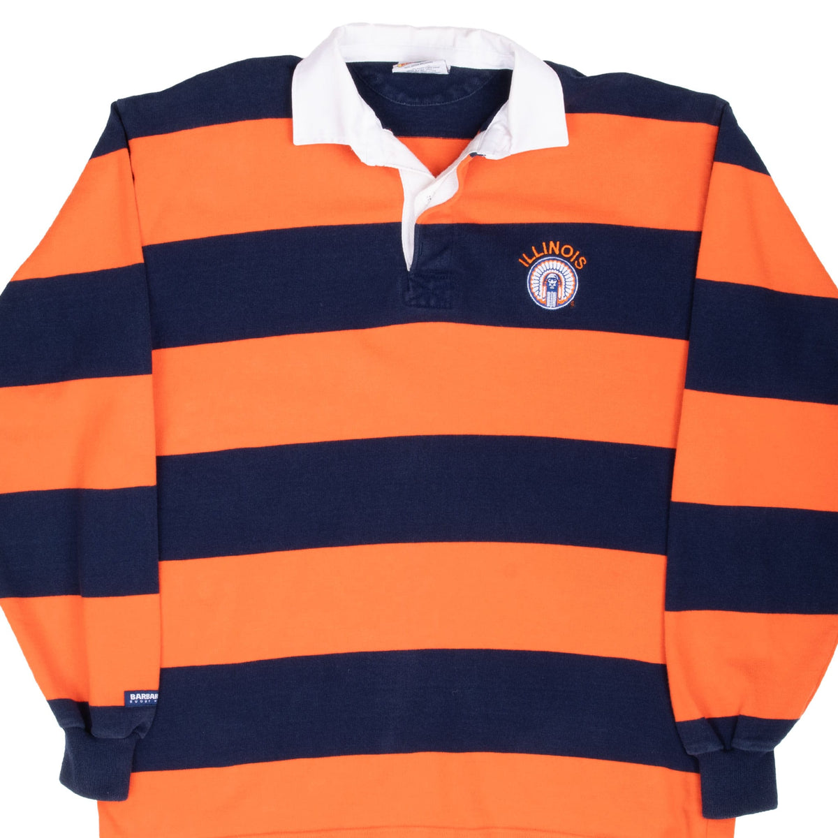 Vintage Illinois Fighting Illini Stripes Rugby Polo Shirt 1990S Size 2XL