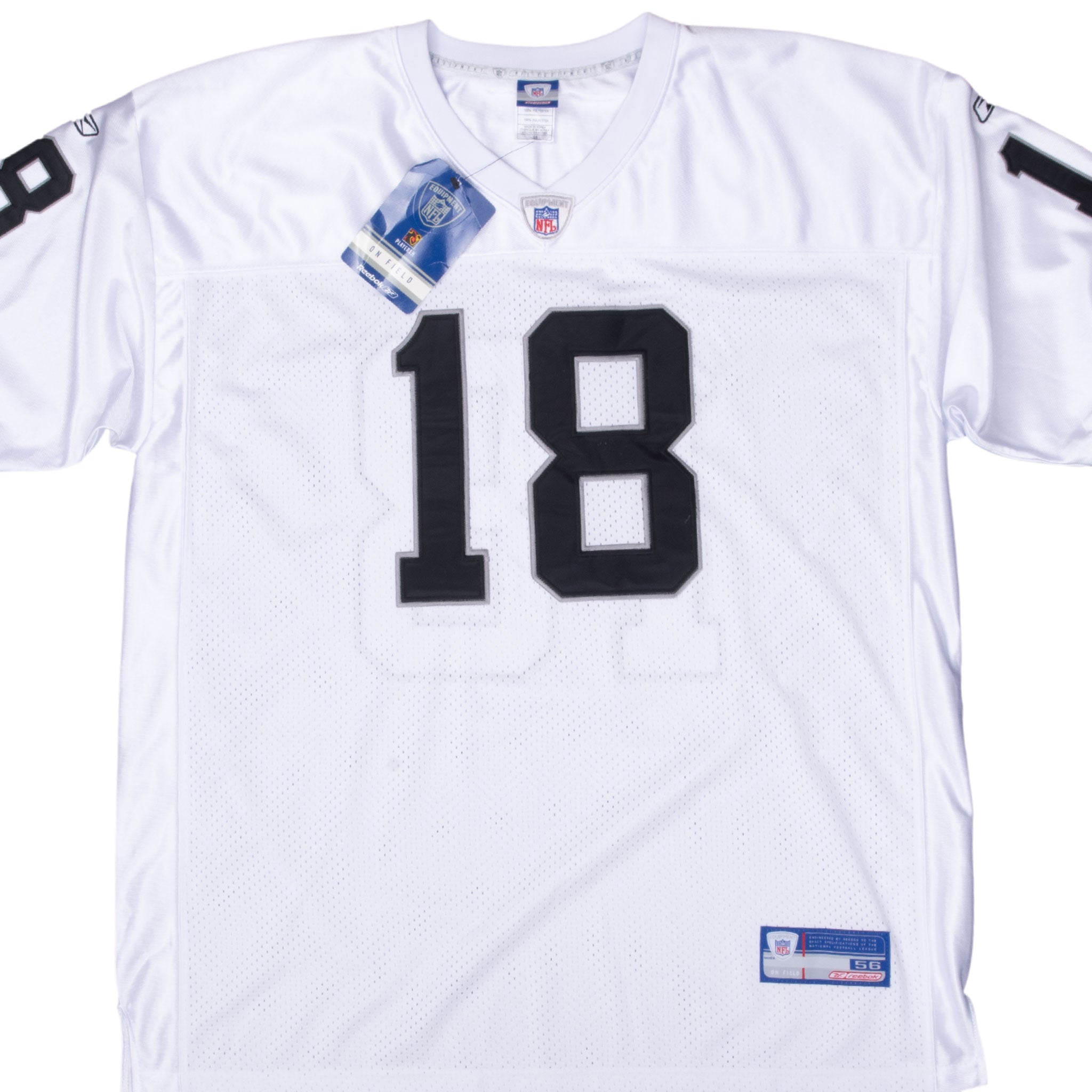 Vintage Nfl Oakland Raiders Moss #18 Reebok Jersey 2000S Size 56 Deadstock