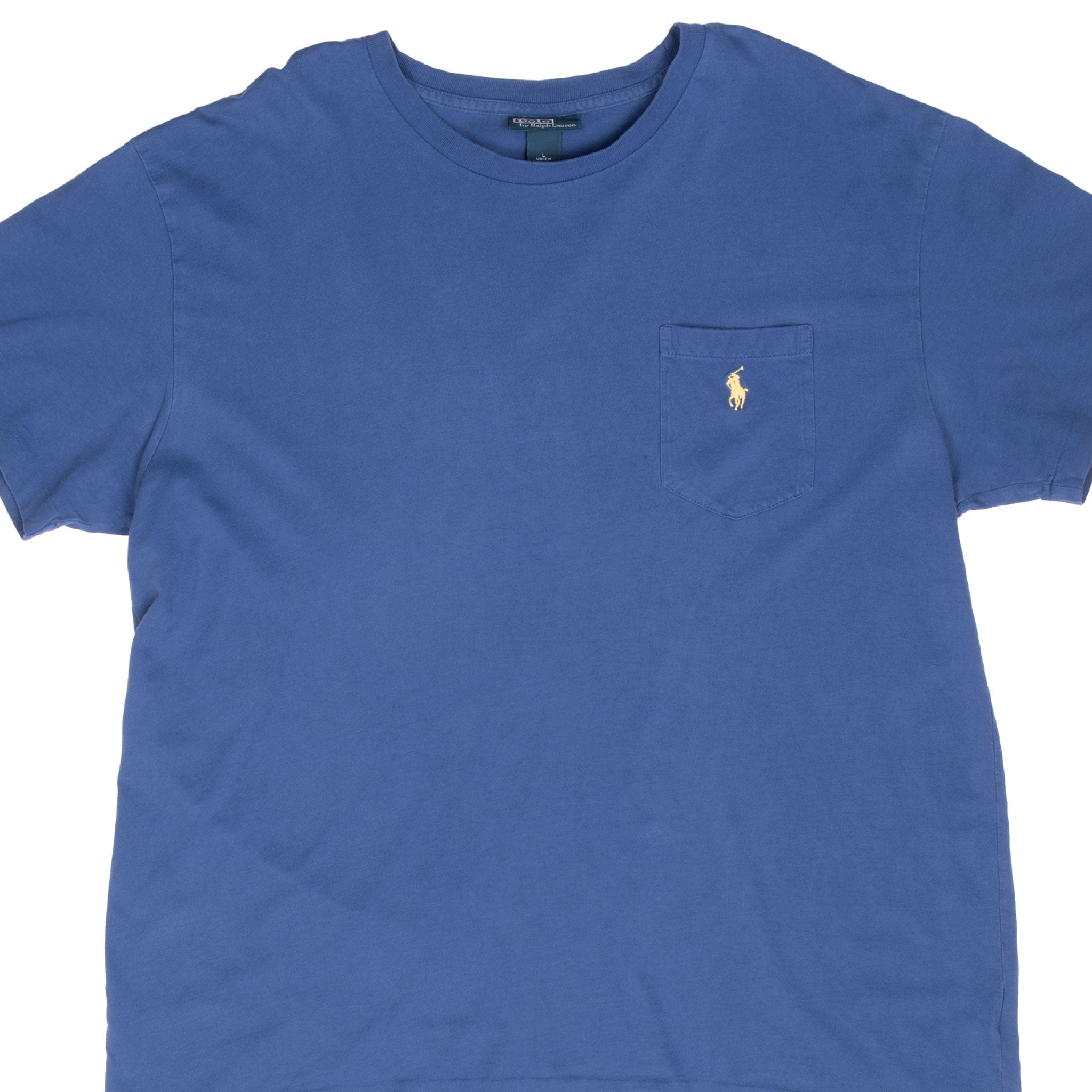 VINTAGE POLO RALPH LAUREN BLUE POCKET TEE SHIRT 1990S SIZE LARGE