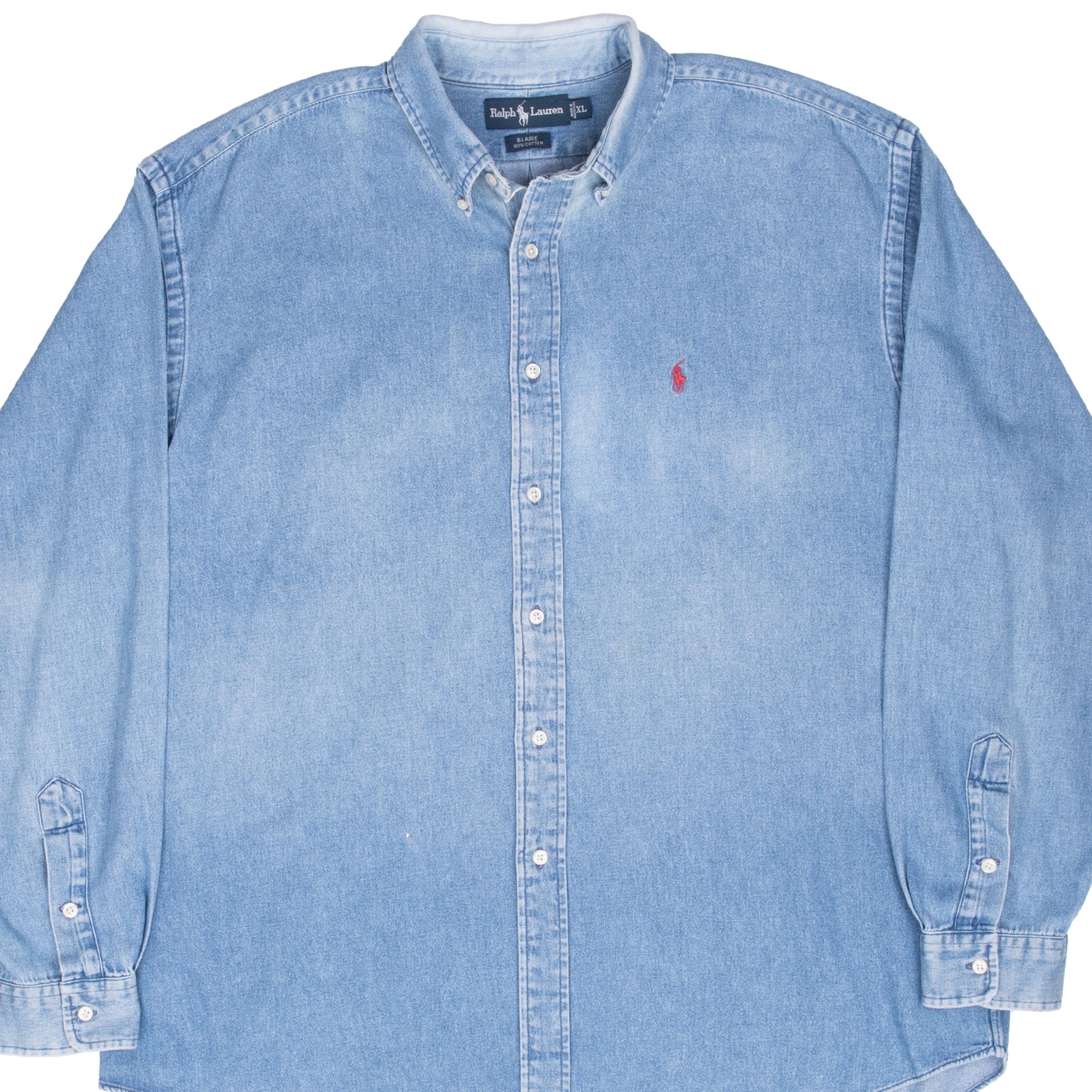 Vintage Polo Ralph Lauren Blue Denim Shirt 1990S Size XL