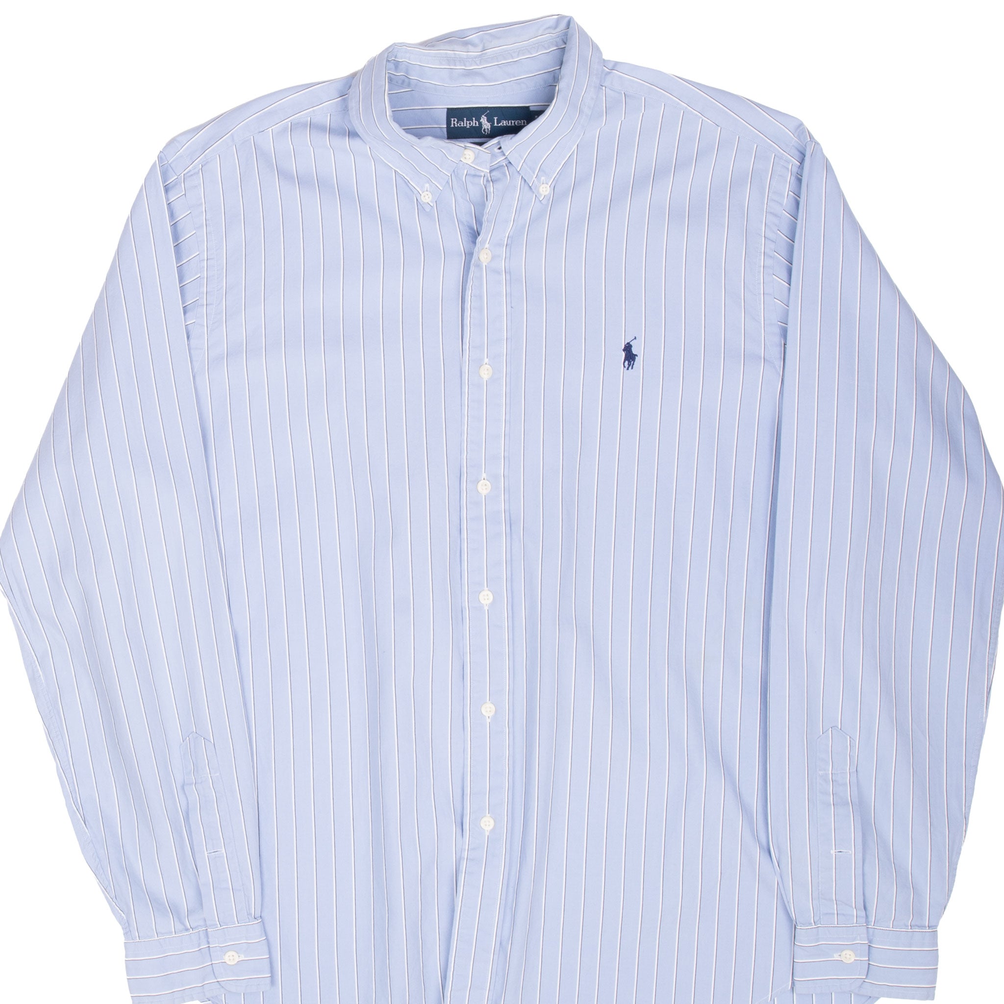 Vintage Ralph Lauren Blue Striped Shirt 1990S Size Large