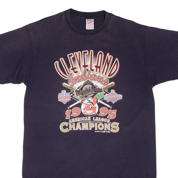 Vintage Mlb Cleveland Indians American League Champions 1995 Tee Shirt Size XL