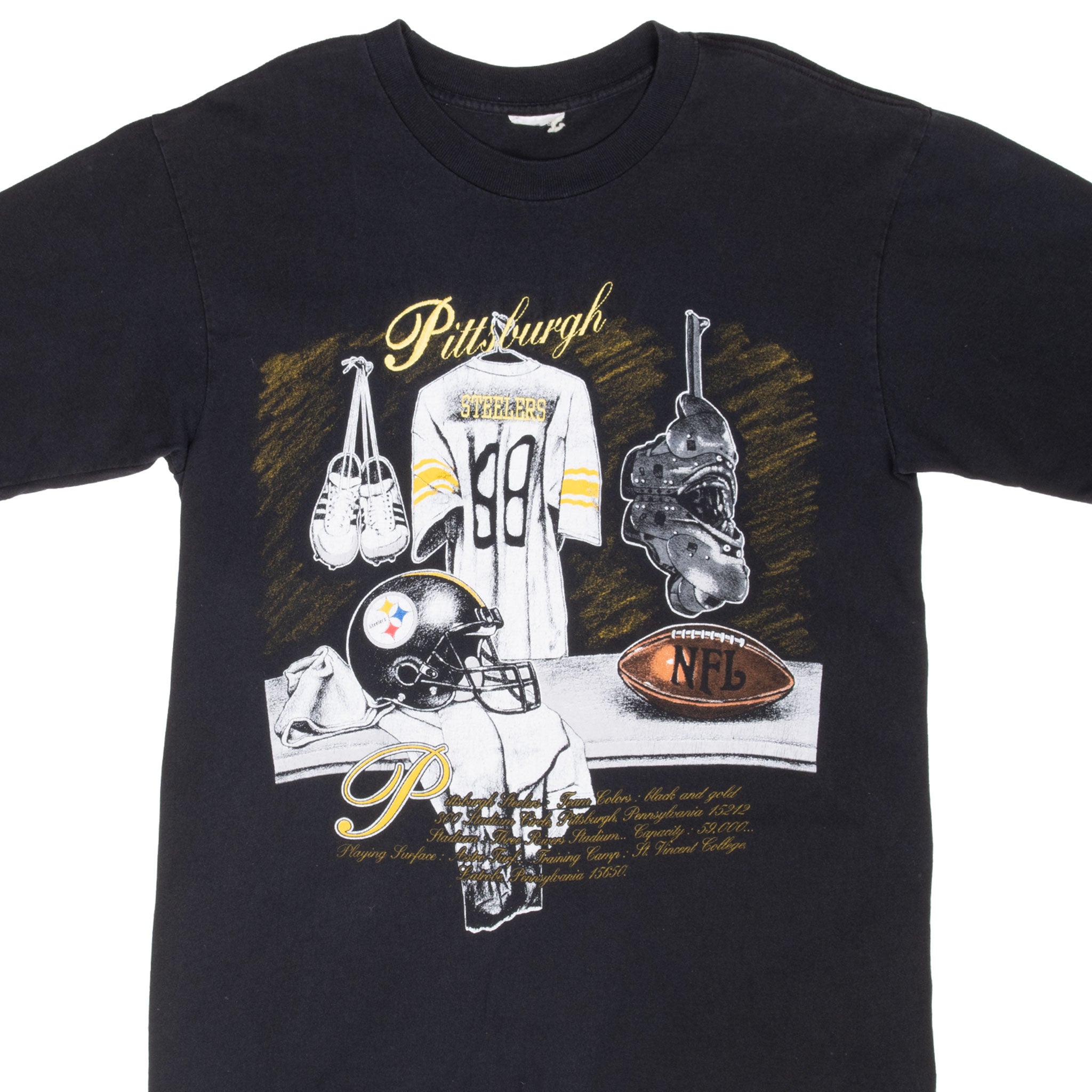 Vintage Nfl Pittsburgh Steelers Locker Room Tee Shirt 1990S Size Medium With Single Stitch Sleeves