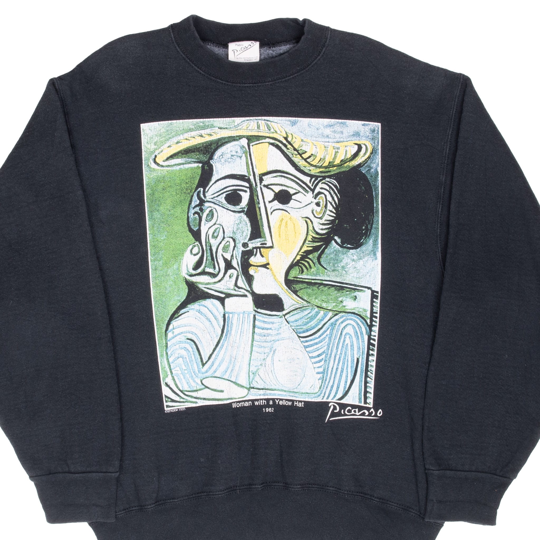 Vintage Pablo Picasso Woman With A Yellow Hat Art Sweatshirt 1995 Size Medium Made In Usa