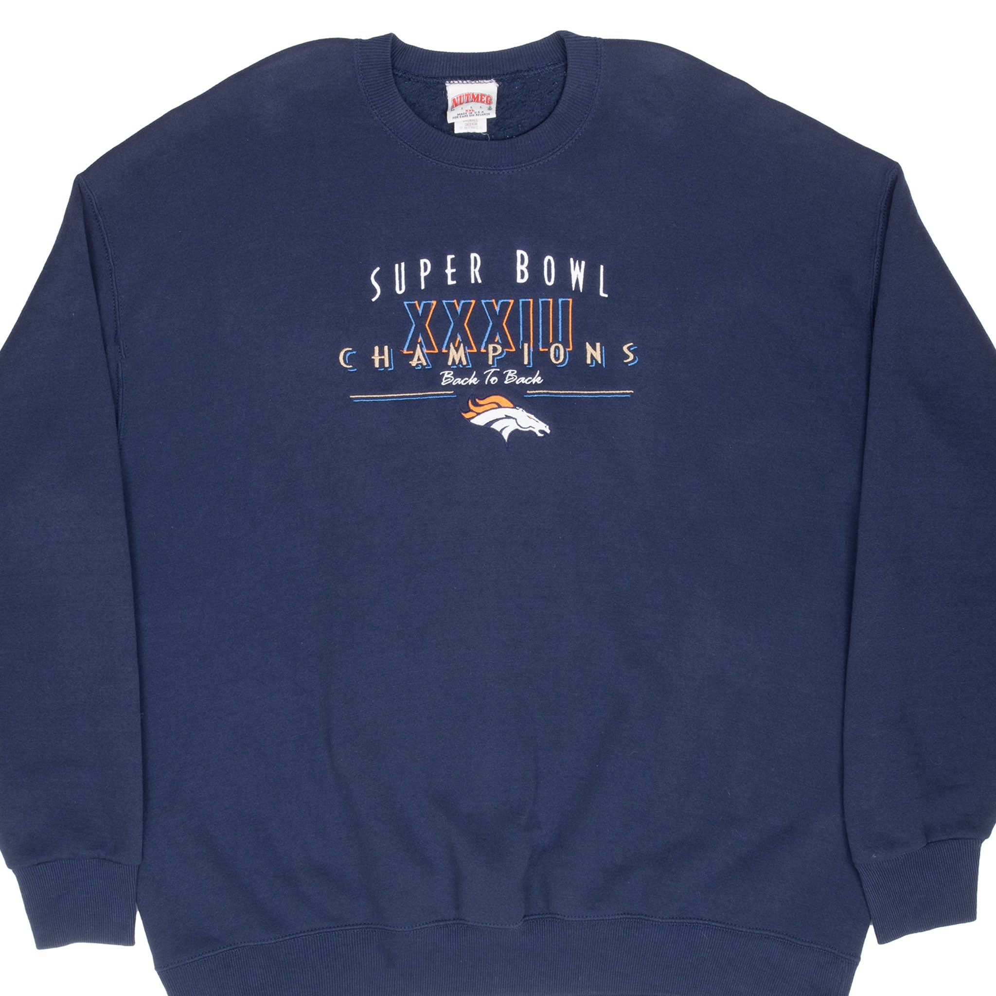 Vintage Nfl Denver Broncos Super Bowl Xxxiii Champions 1999 Sweatshirt Size 2XL Made In Usa